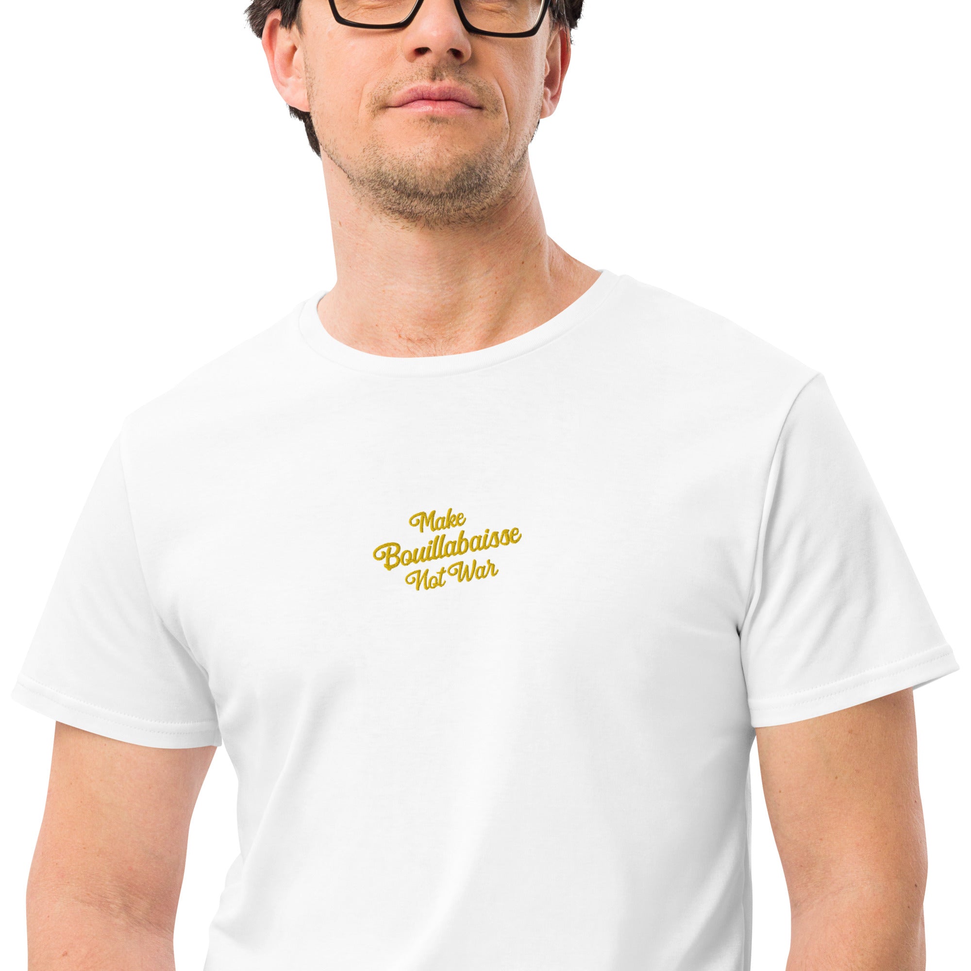 T-shirt premium en coton homme Make Bouillabaisse Not War brodé