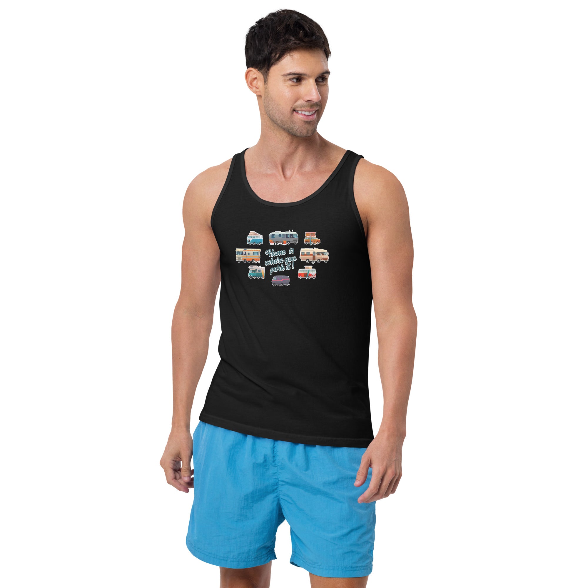 Unisex Tank Top Square Vintage Campers