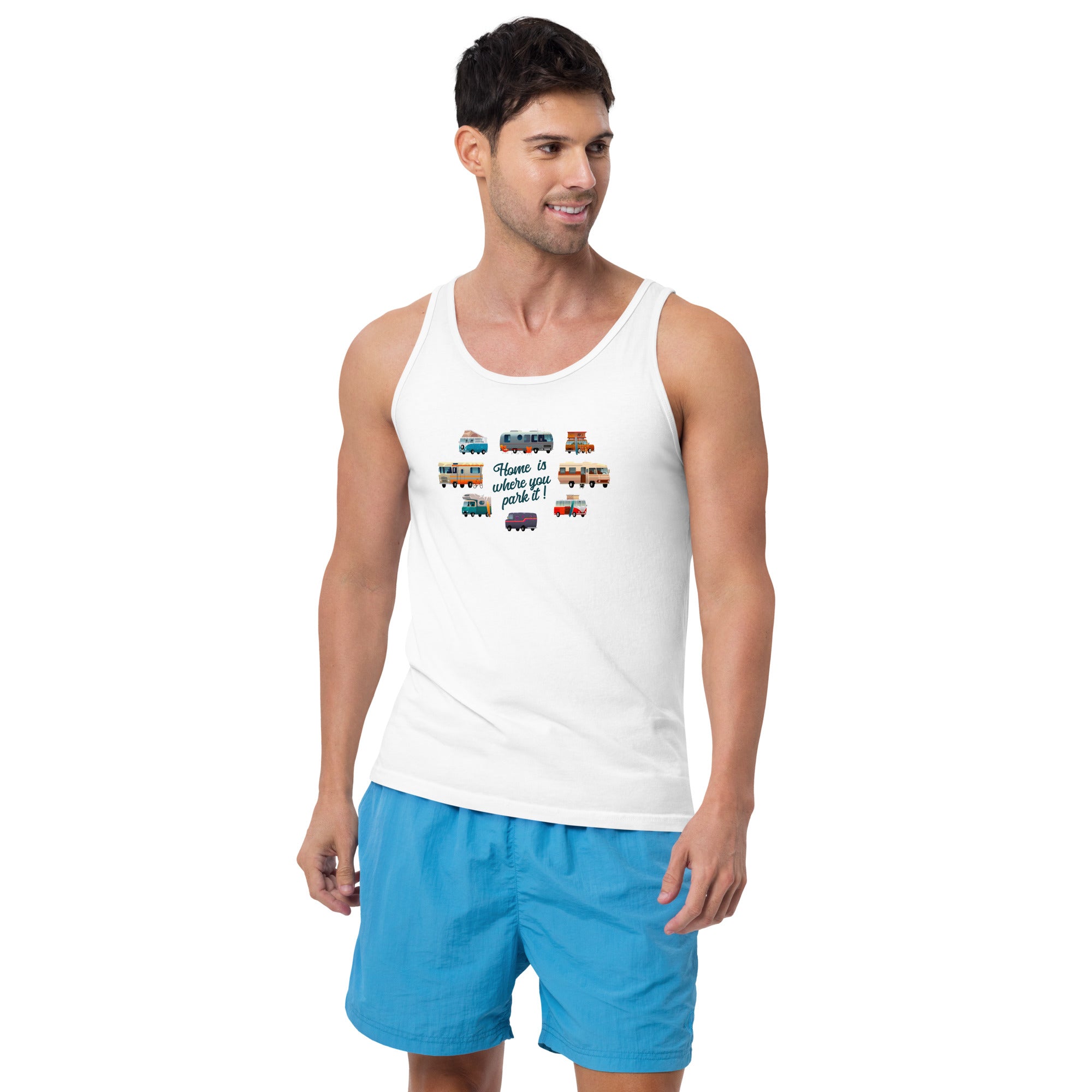 Unisex Tank Top Square Vintage Campers