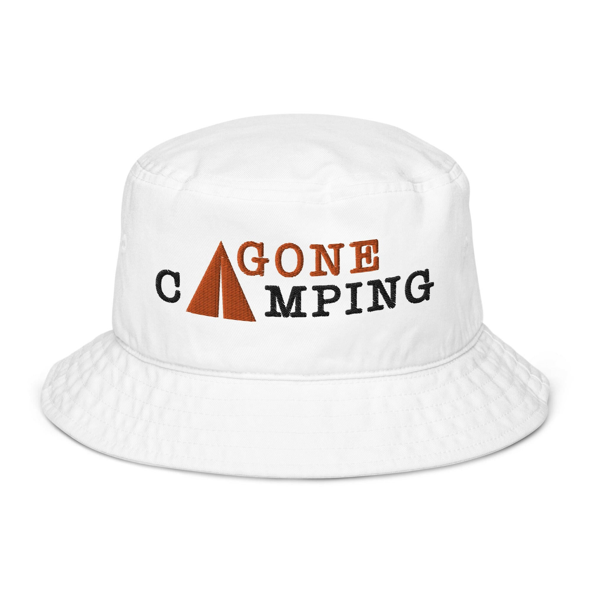 Organic bucket hat Gone Camping Dark Text