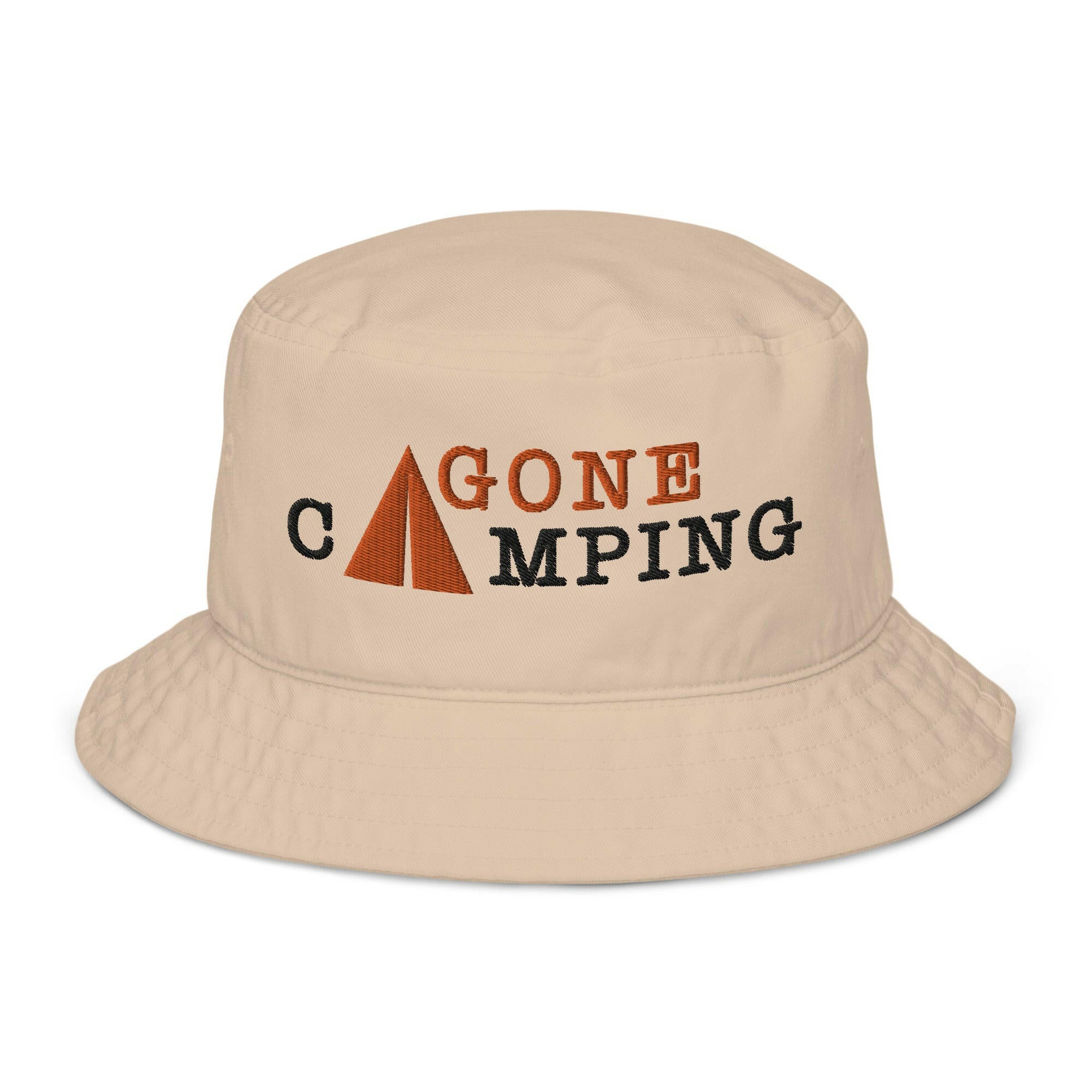 Organic bucket hat Gone Camping Dark Text