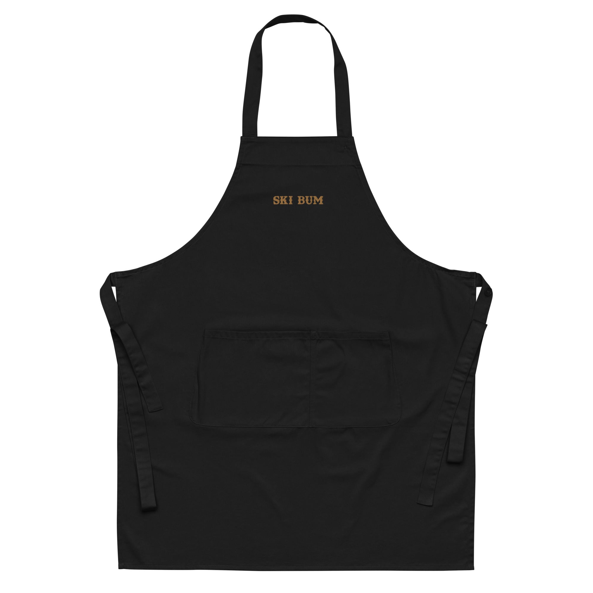 Organic cotton apron Ski Bum embroidered pattern