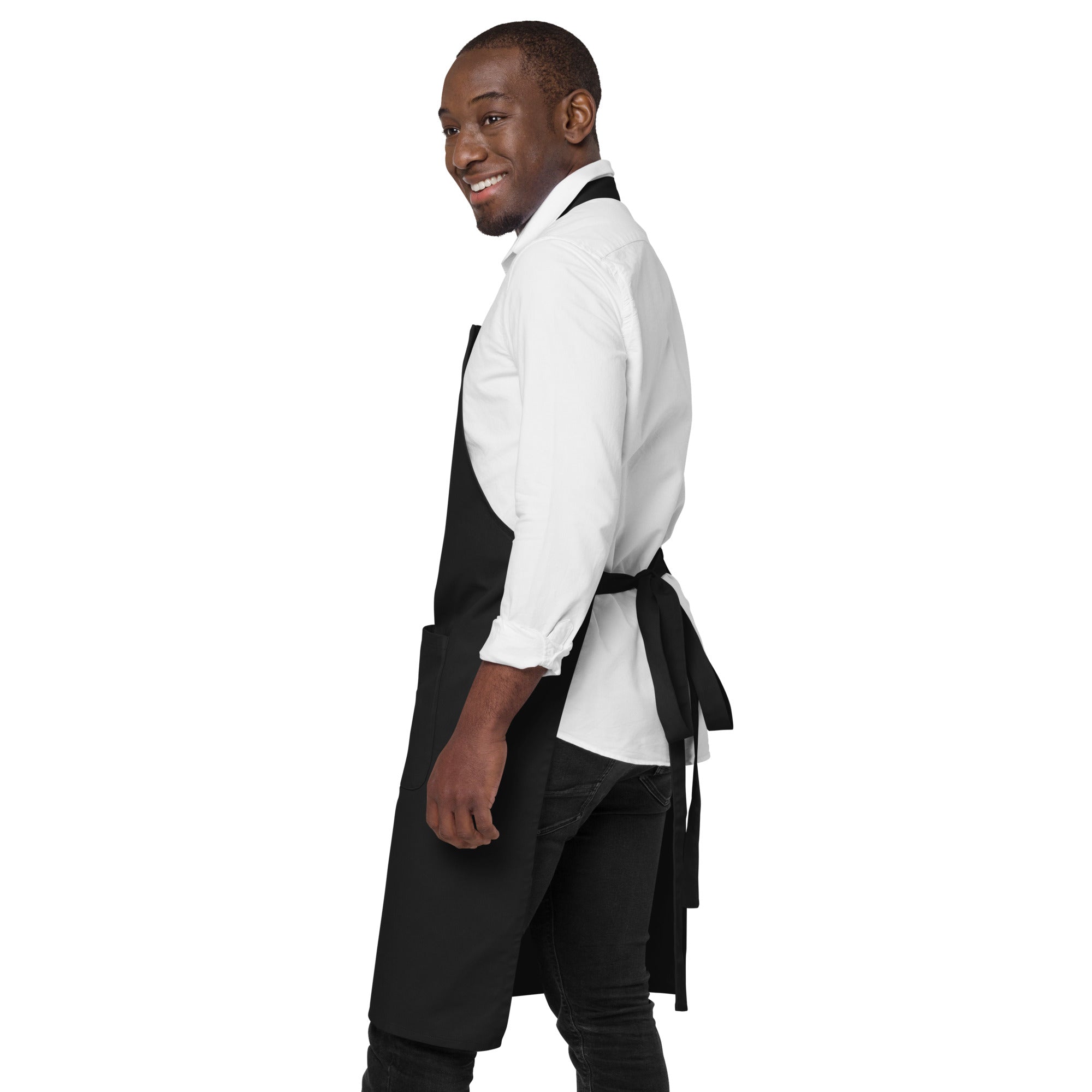 Organic cotton apron Don't Yodel After Midnight light text