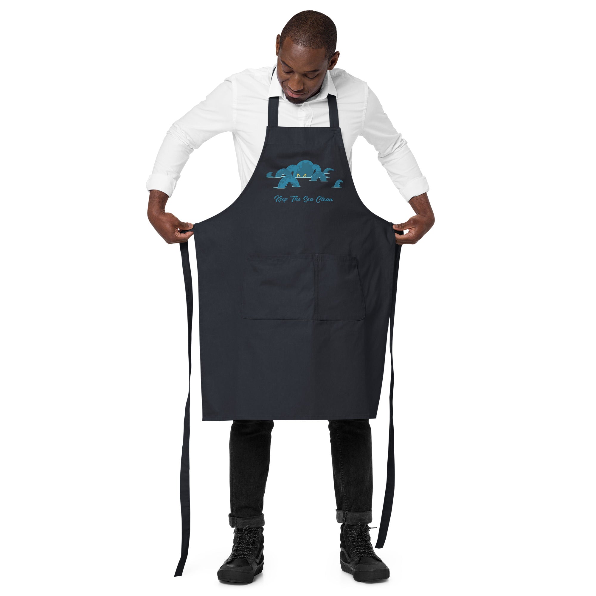 Organic cotton apron Octopus Blue