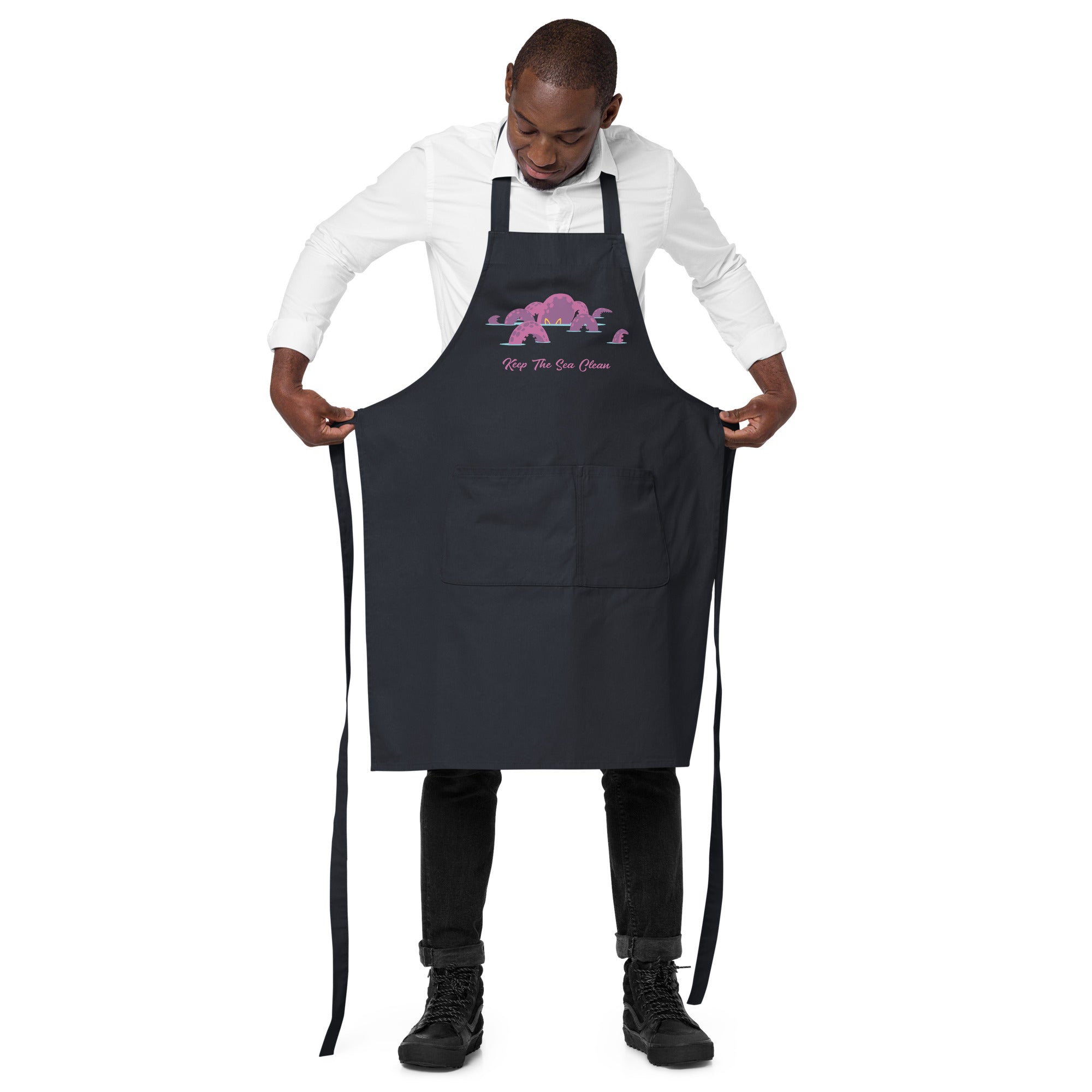 Organic cotton apron Octopus Purple