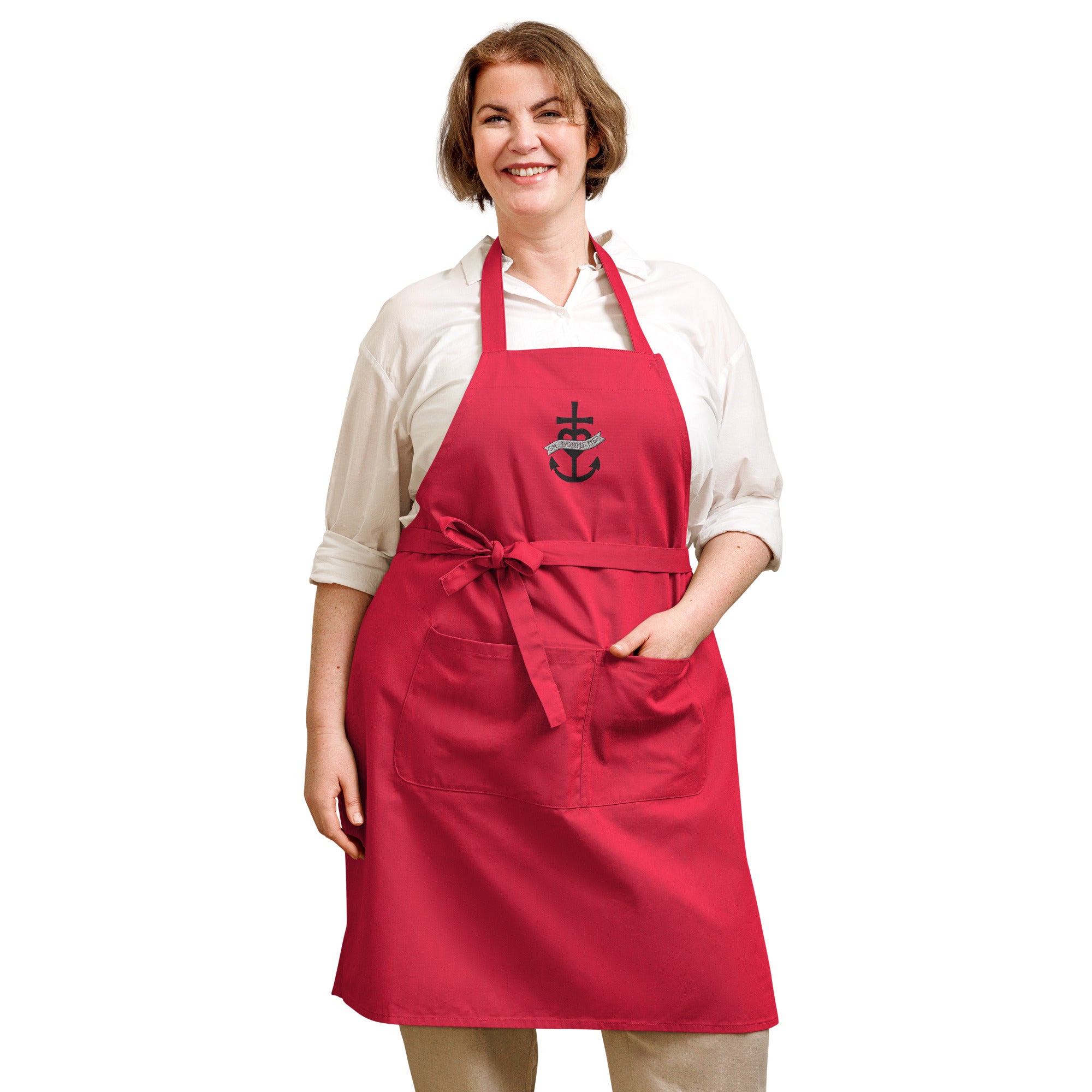 Organic cotton apron Oh Bonne Mer 1 embroidered pattern