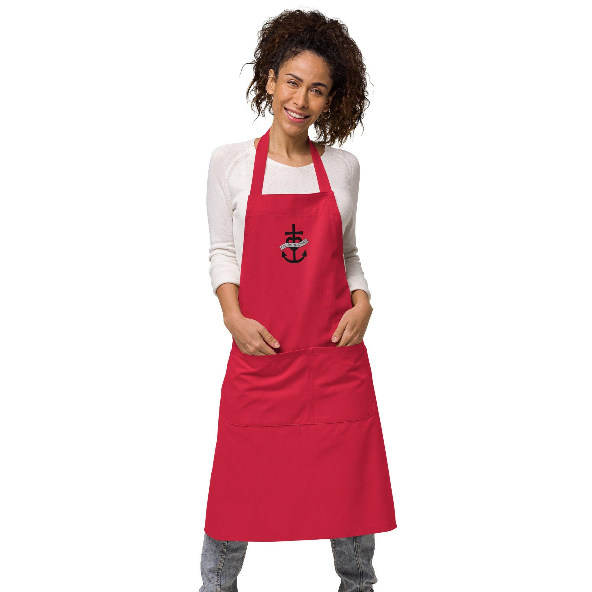 Organic cotton apron Oh Bonne Mer 1 embroidered pattern