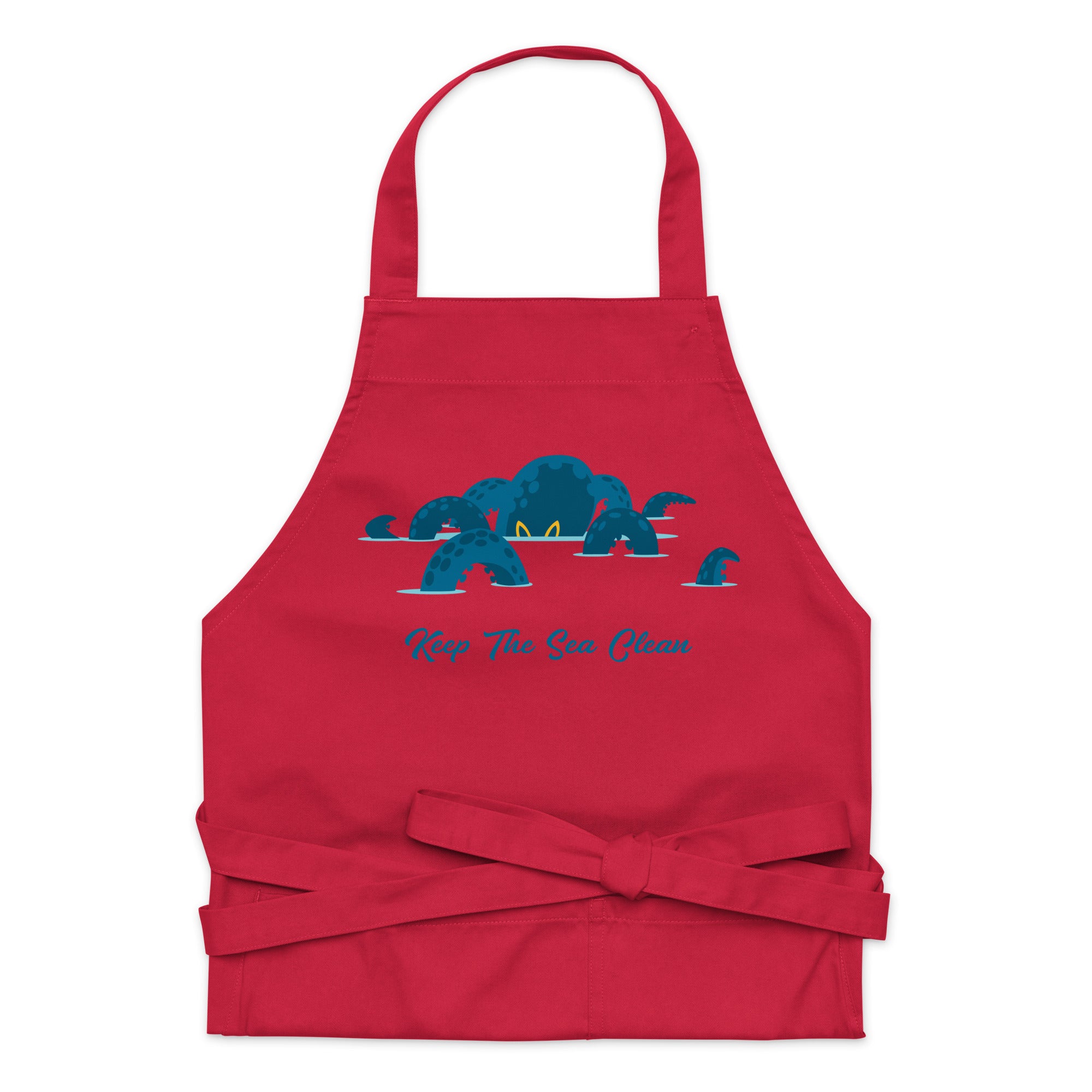 Organic cotton apron Octopus Blue