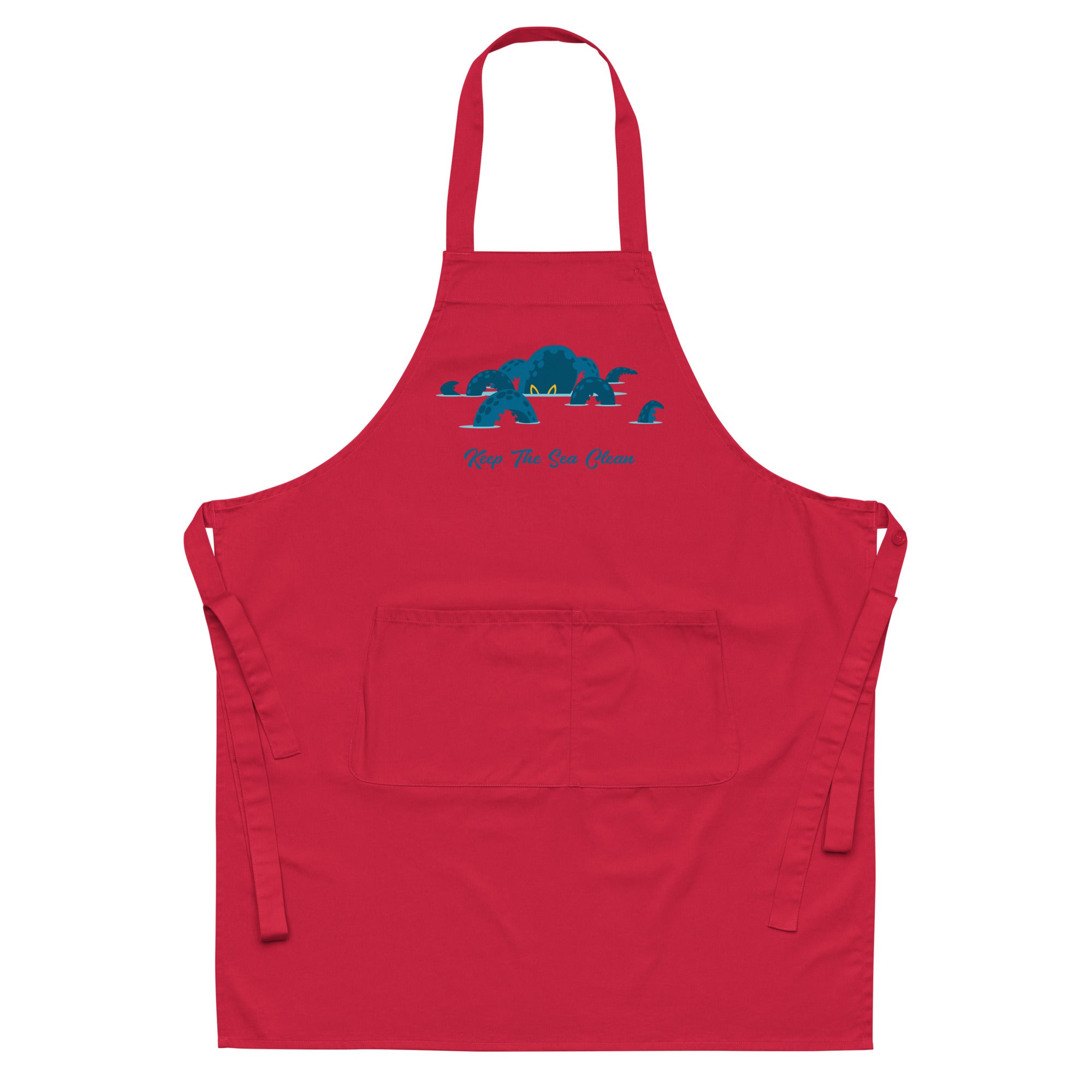 Organic cotton apron Octopus Blue