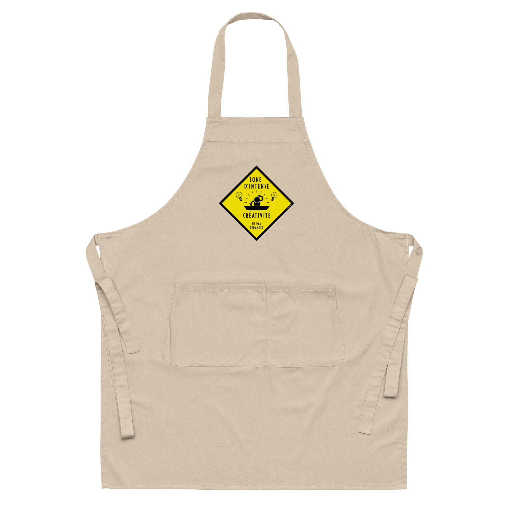 Organic cotton apron Zone d'intense créativité, Ne pas déranger