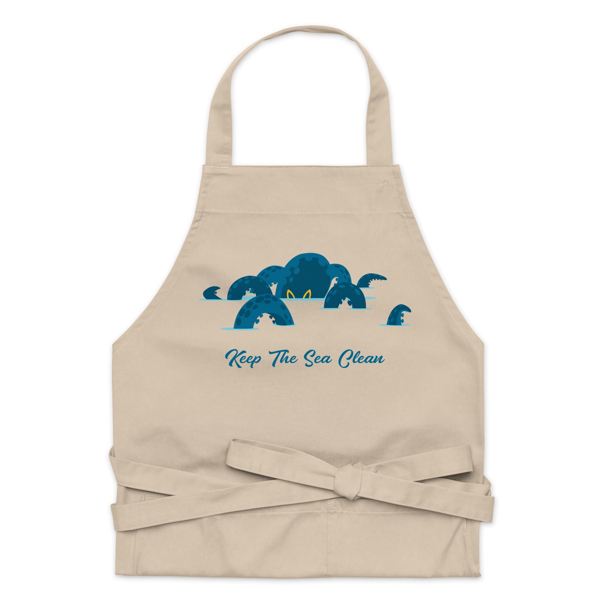 Organic cotton apron Octopus Blue