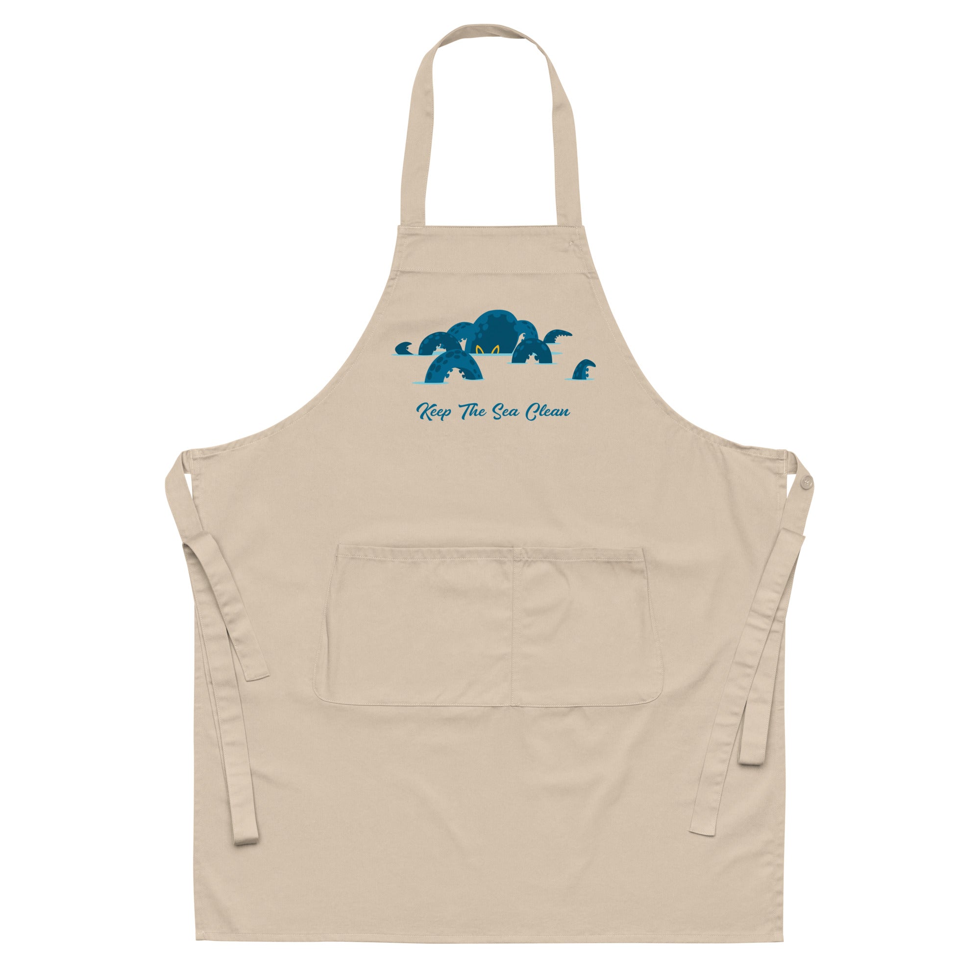 Organic cotton apron Octopus Blue