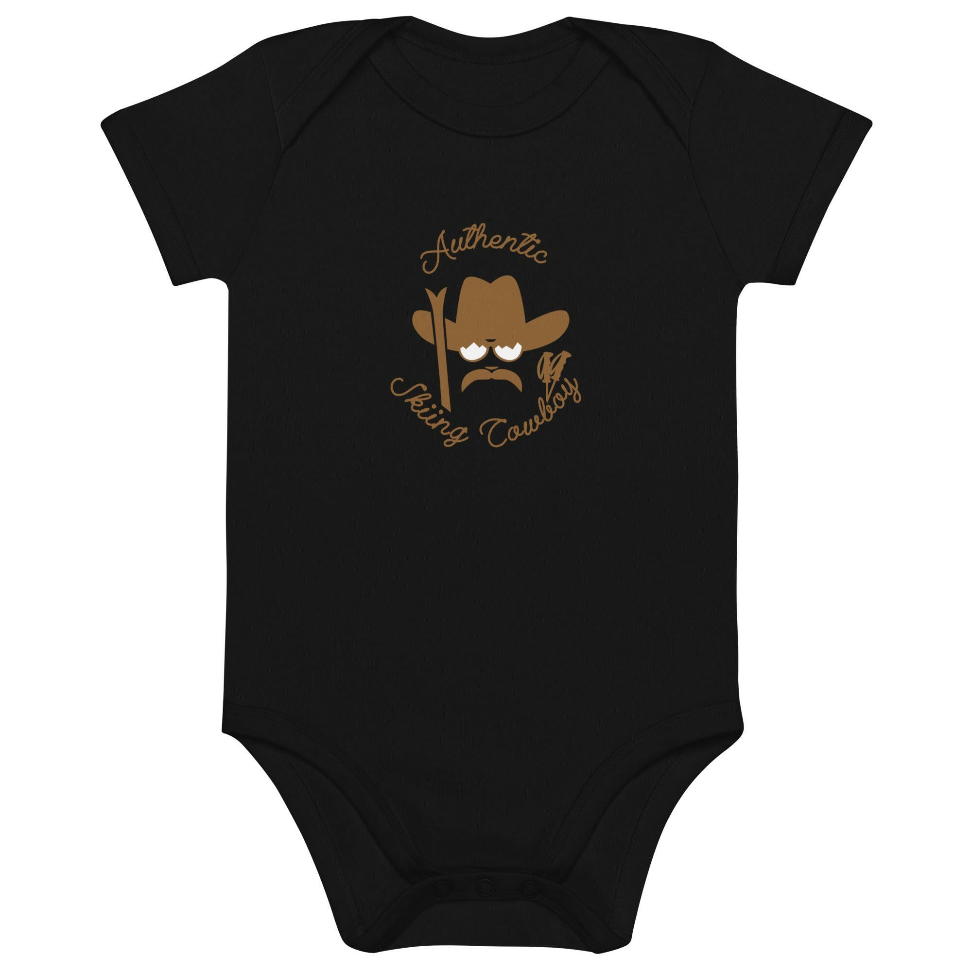 Organic cotton baby bodysuit Authentic Skiing Cowboy