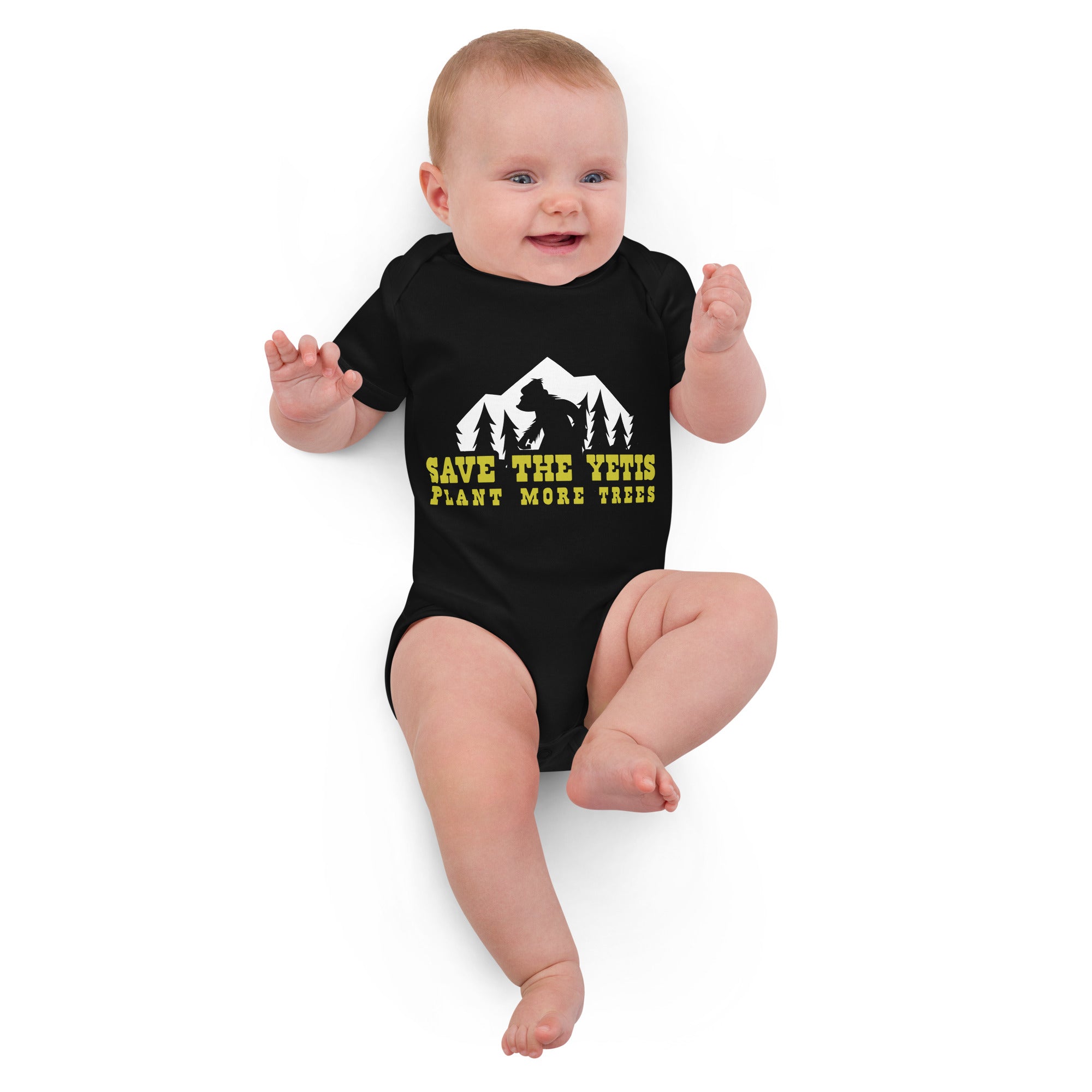 Body en coton bio bébé Save the Yetis, Plant more Trees