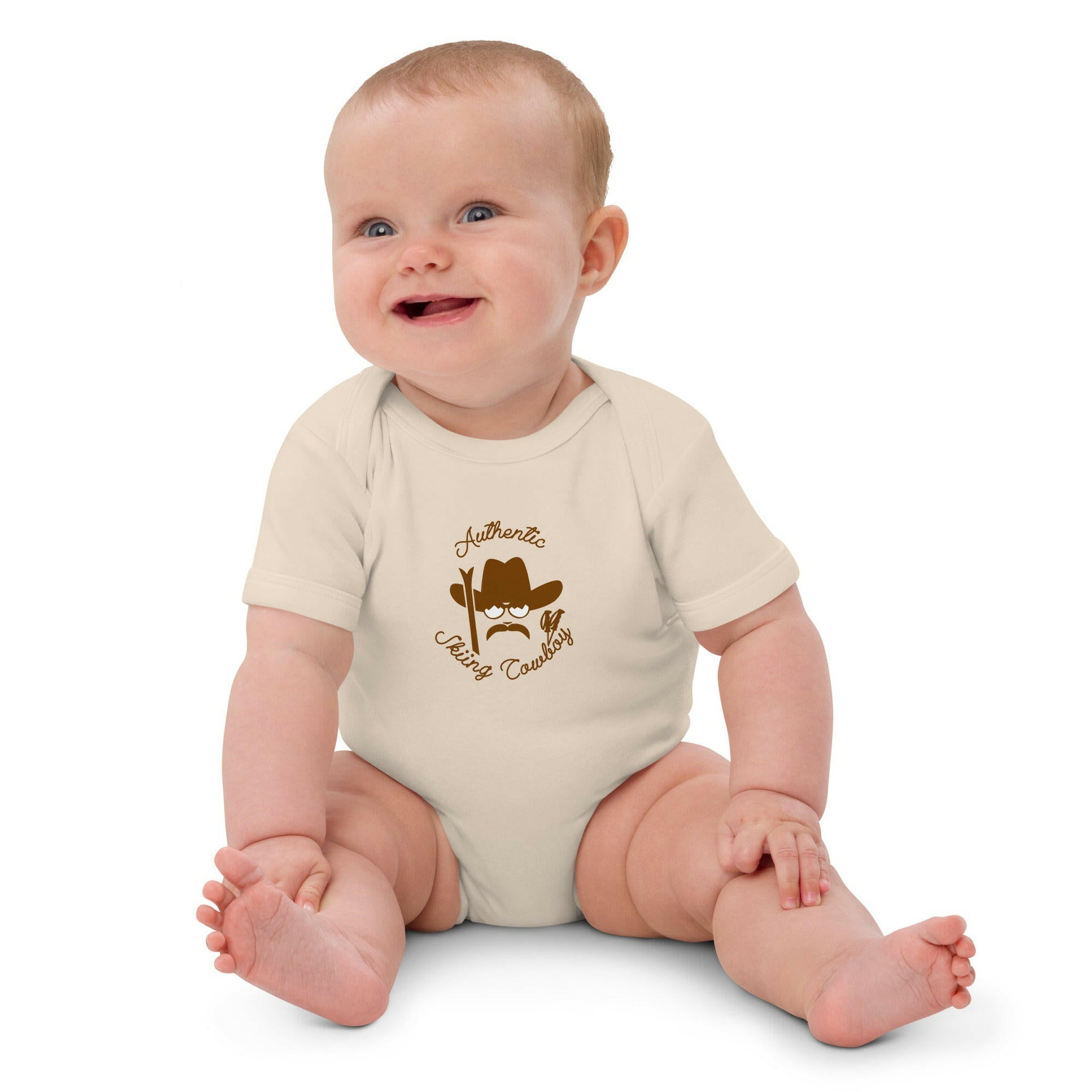 Organic cotton baby bodysuit Authentic Skiing Cowboy