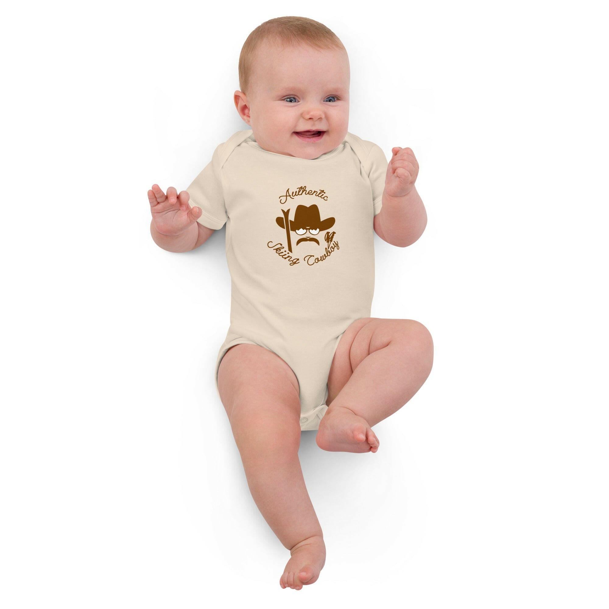 Organic cotton baby bodysuit Authentic Skiing Cowboy