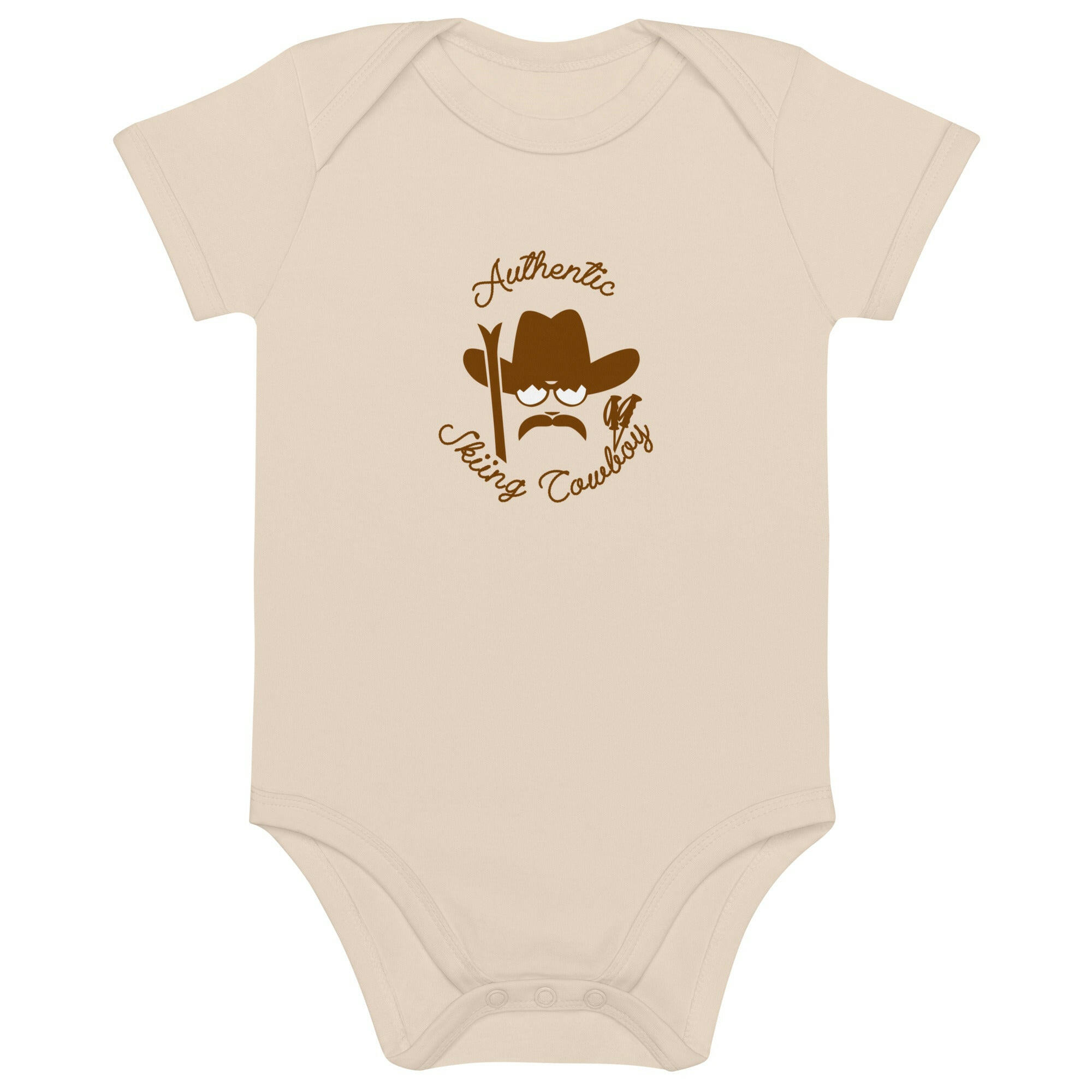 Organic cotton baby bodysuit Authentic Skiing Cowboy