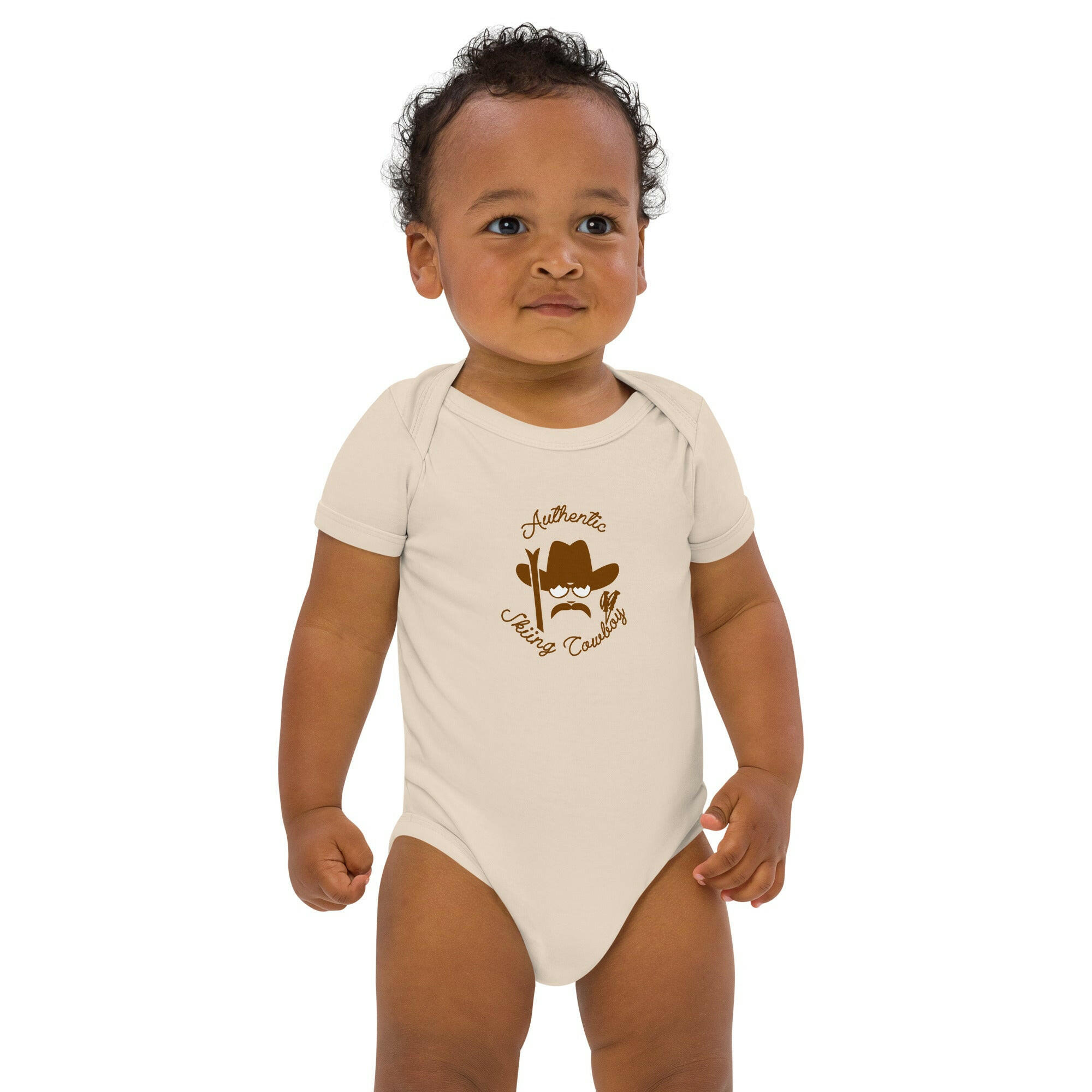 Body en coton bio bébé Authentic Skiing Cowboy Brun