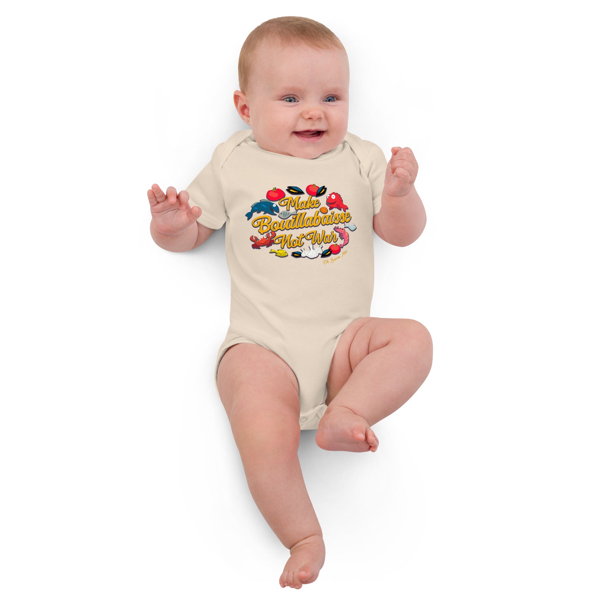 Body en coton bio bébé Make Bouillabaisse Not War Oh Bonne Mer