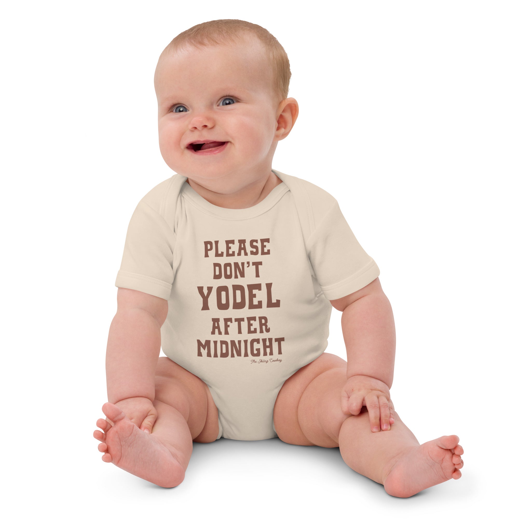 Organic cotton baby bodysuit Don't Yodel After Midnight