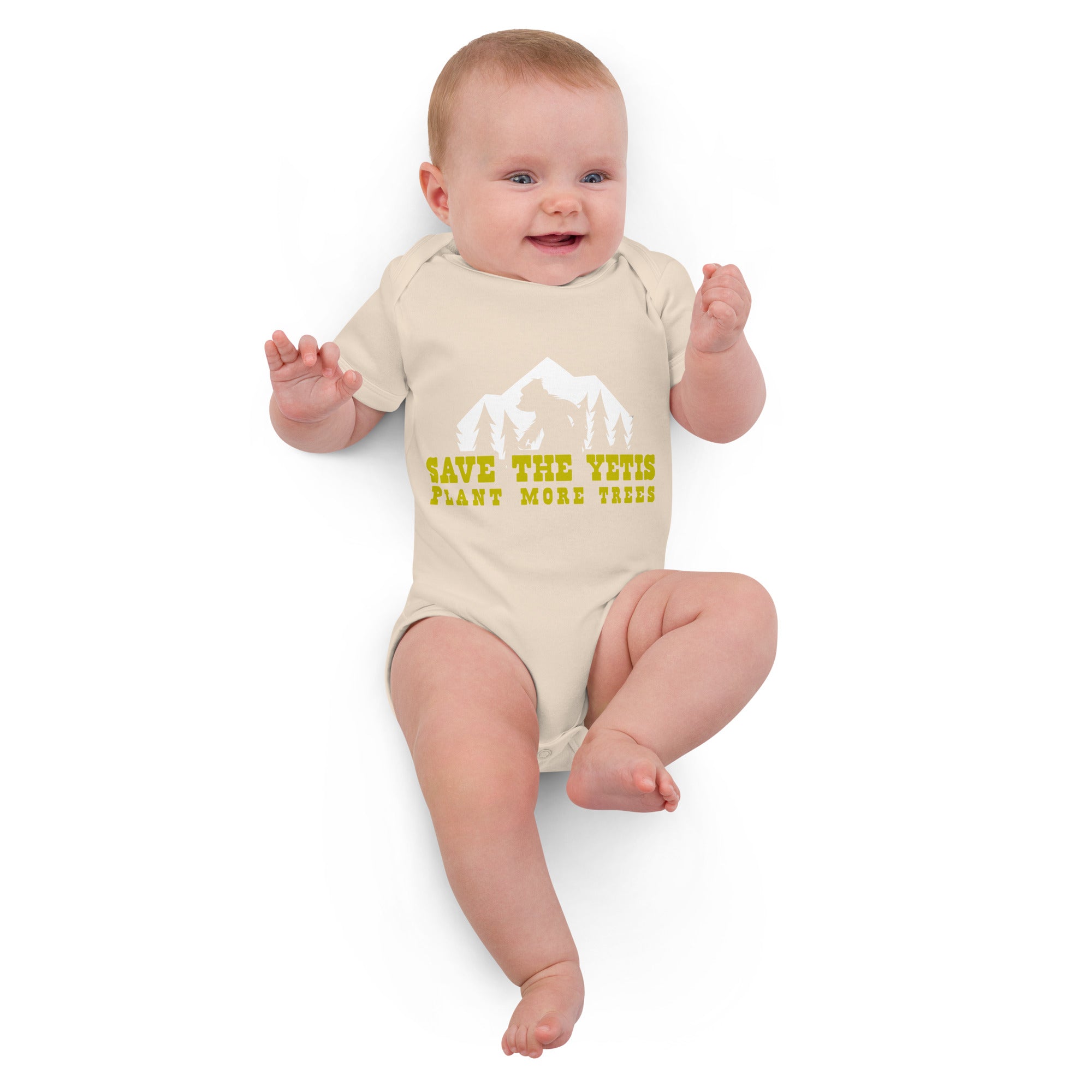 Body en coton bio bébé Save the Yetis, Plant more Trees