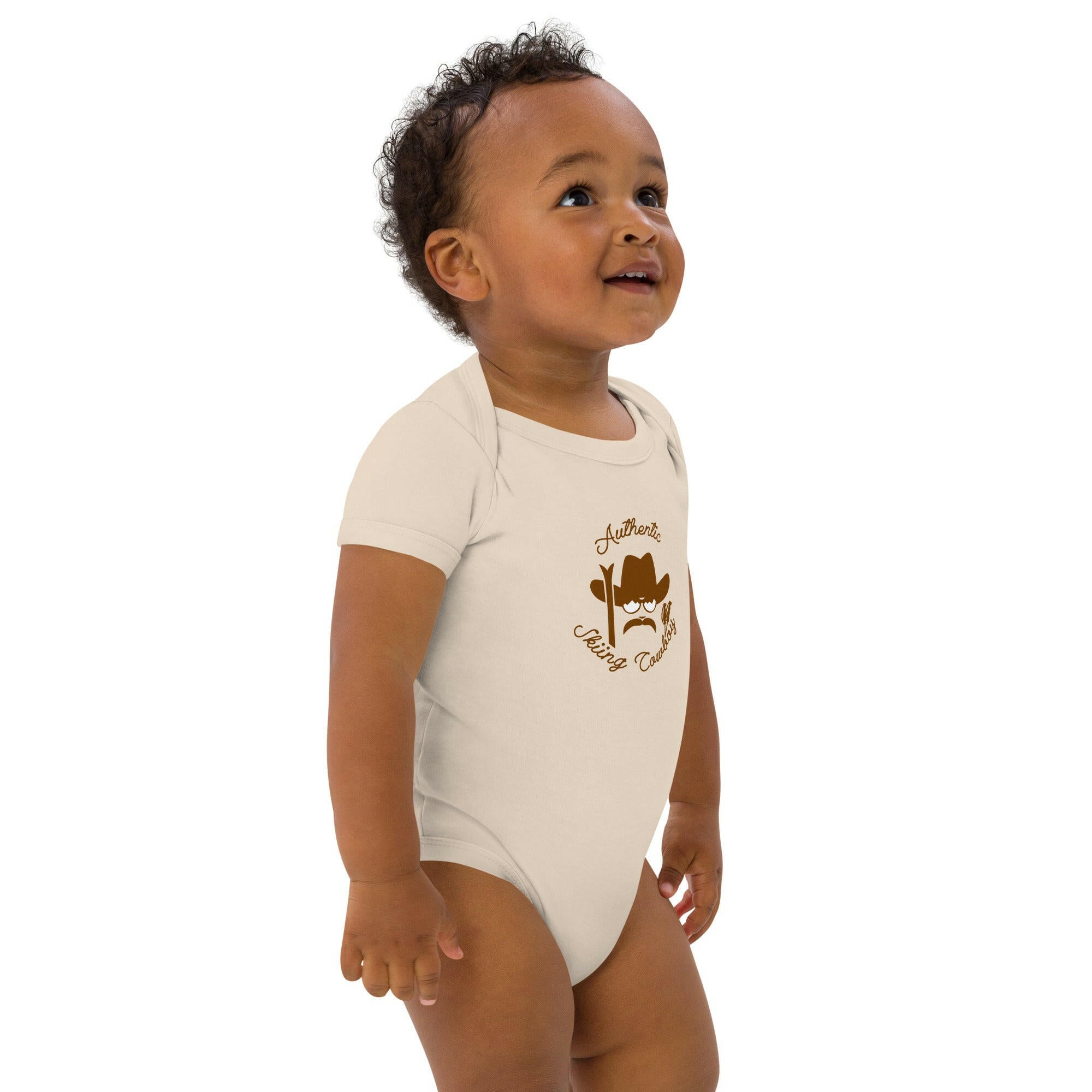 Organic cotton baby bodysuit Authentic Skiing Cowboy