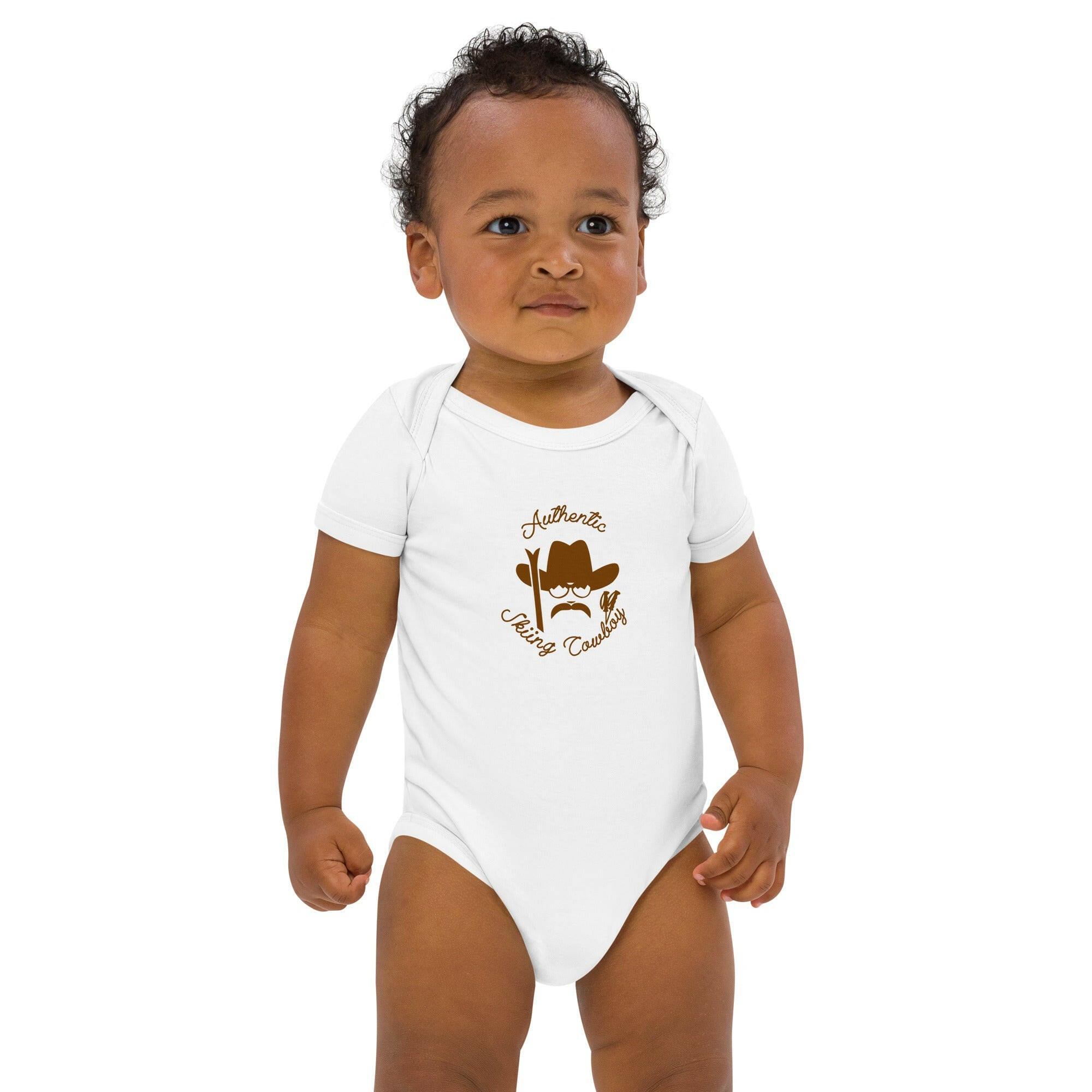 Body en coton bio bébé Authentic Skiing Cowboy Brun