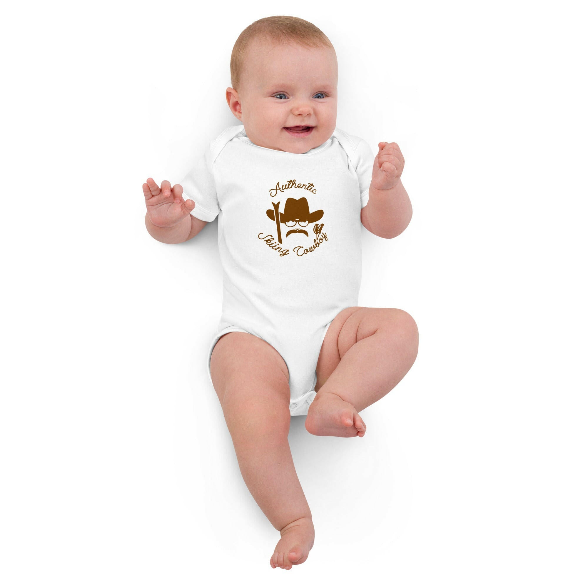 Organic cotton baby bodysuit Authentic Skiing Cowboy