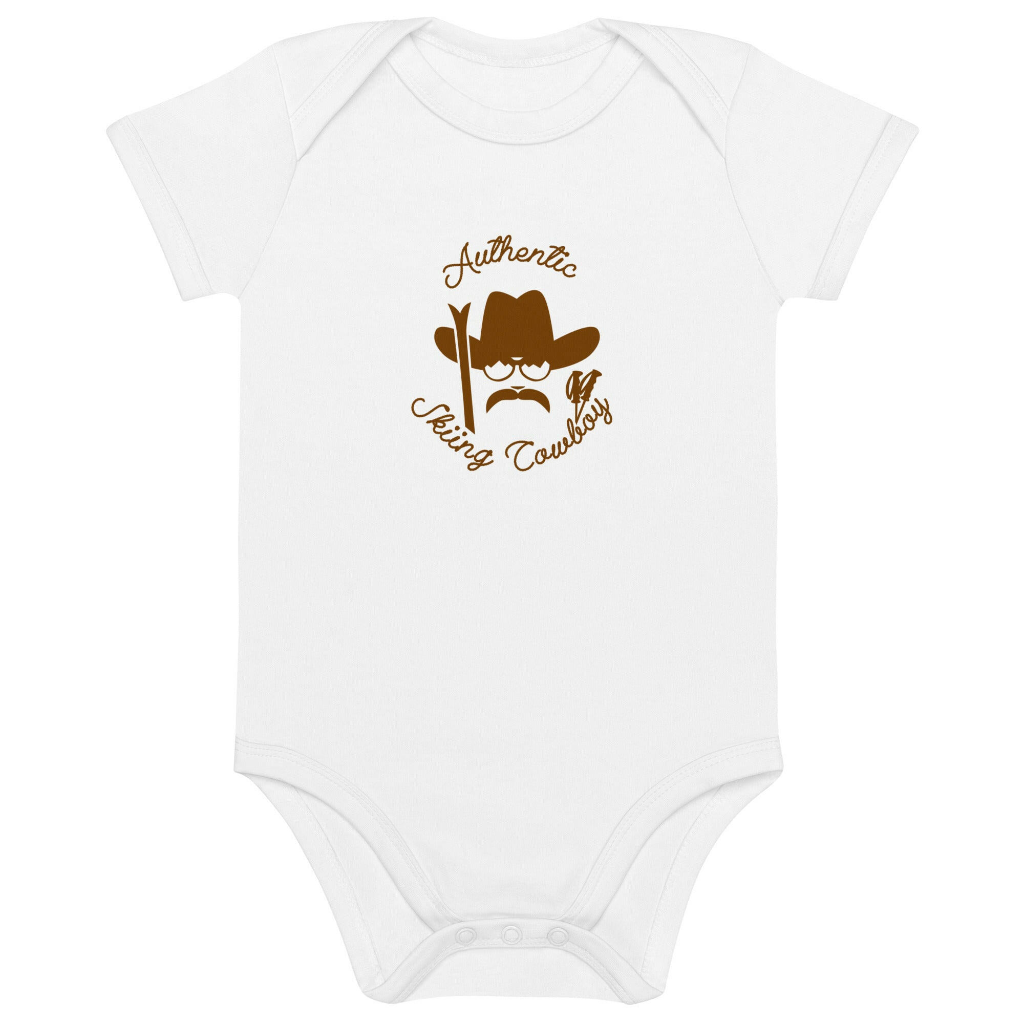 Organic cotton baby bodysuit Authentic Skiing Cowboy