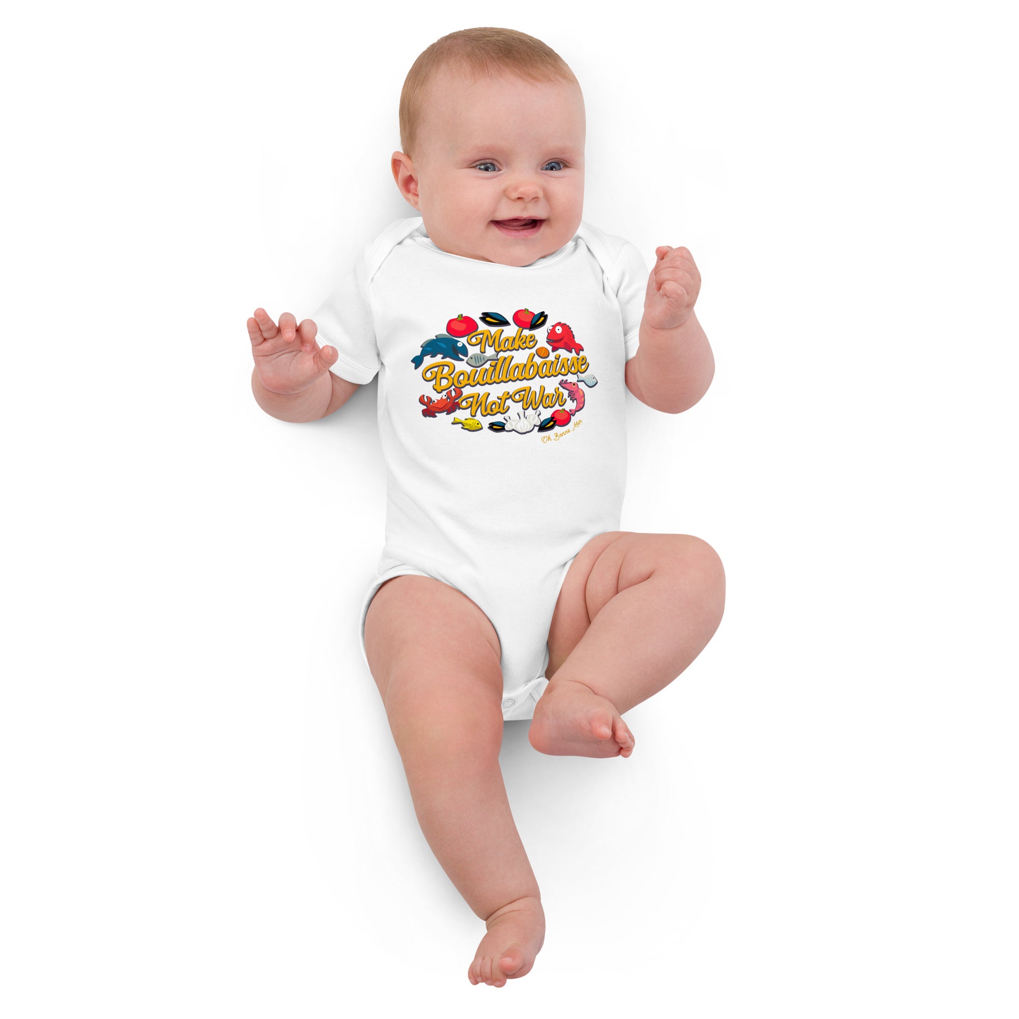 Body en coton bio bébé Make Bouillabaisse Not War Oh Bonne Mer