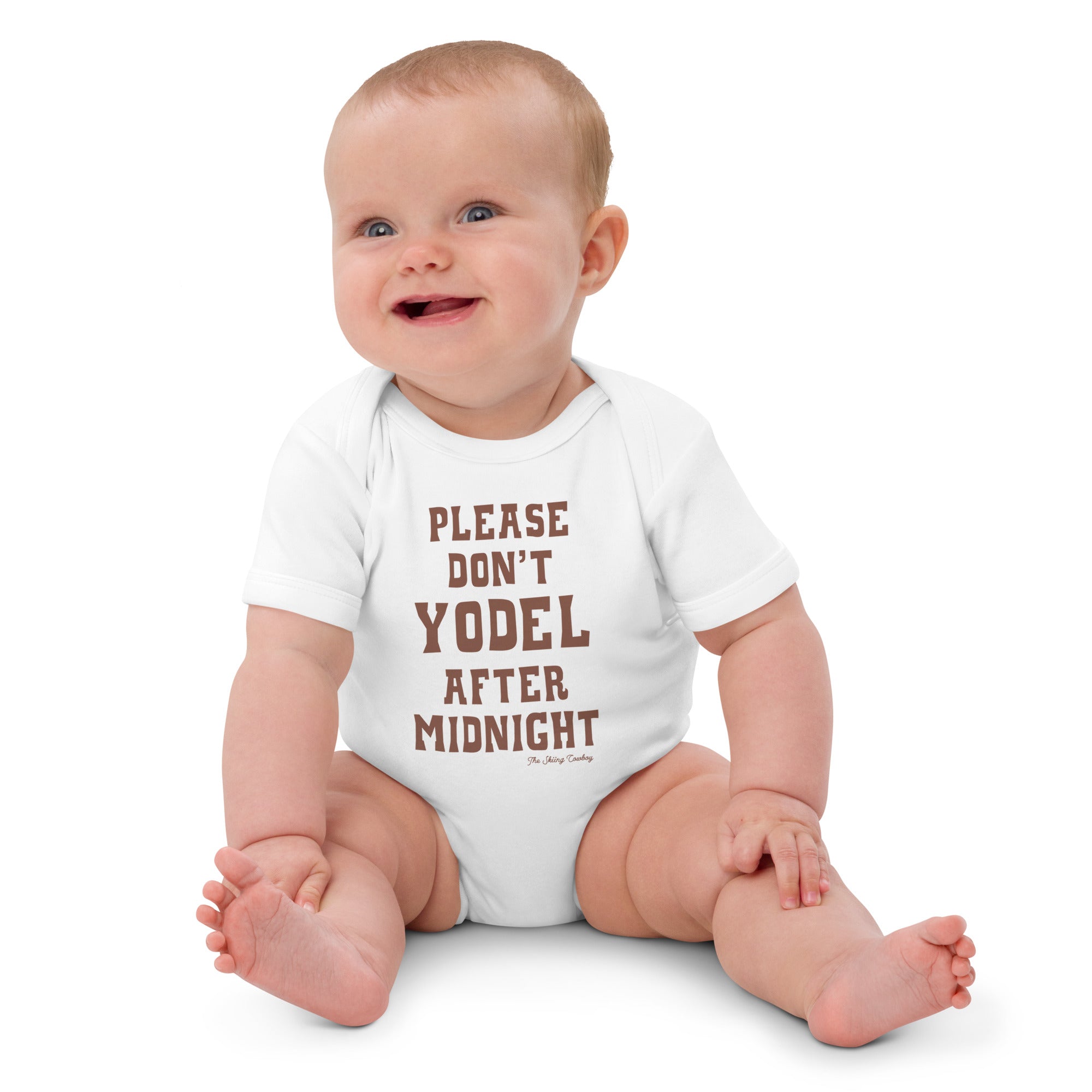 Organic cotton baby bodysuit Don't Yodel After Midnight