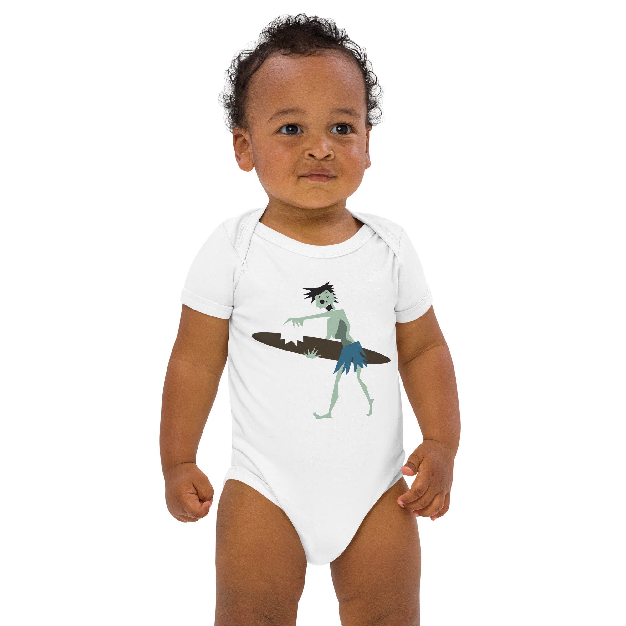 Organic cotton baby bodysuit Surfer Zombie