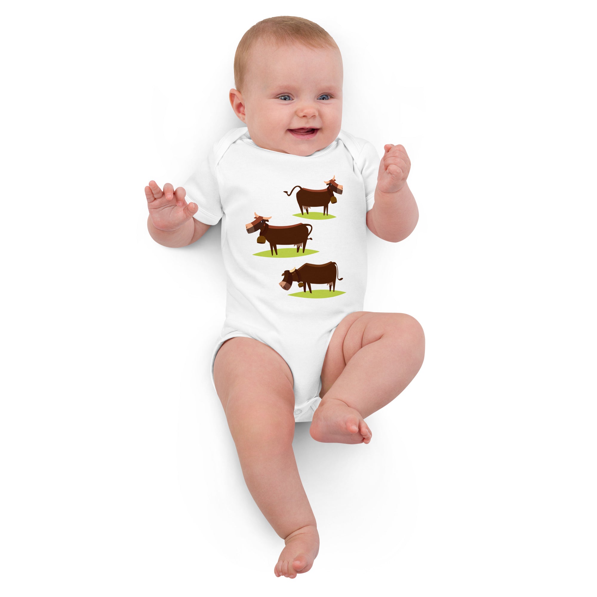 Organic cotton baby bodysuit The Three Cows