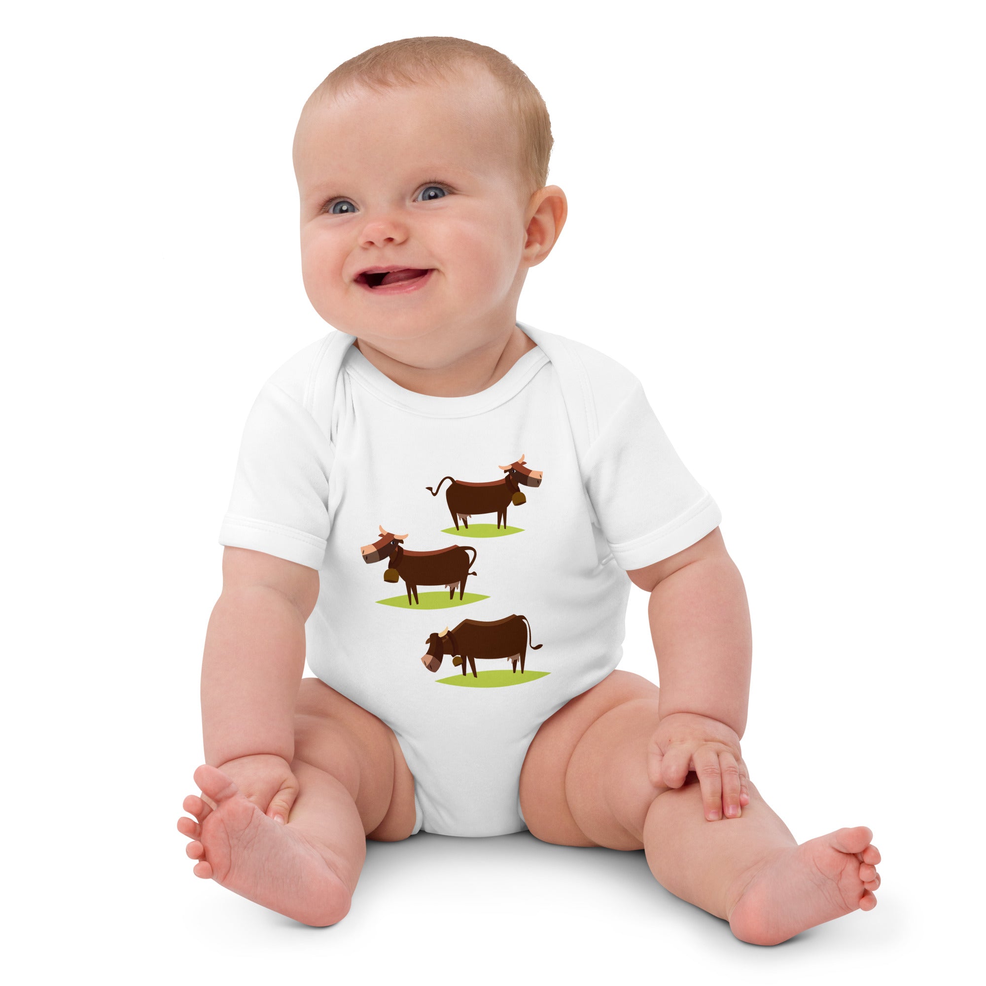 Organic cotton baby bodysuit The Three Cows