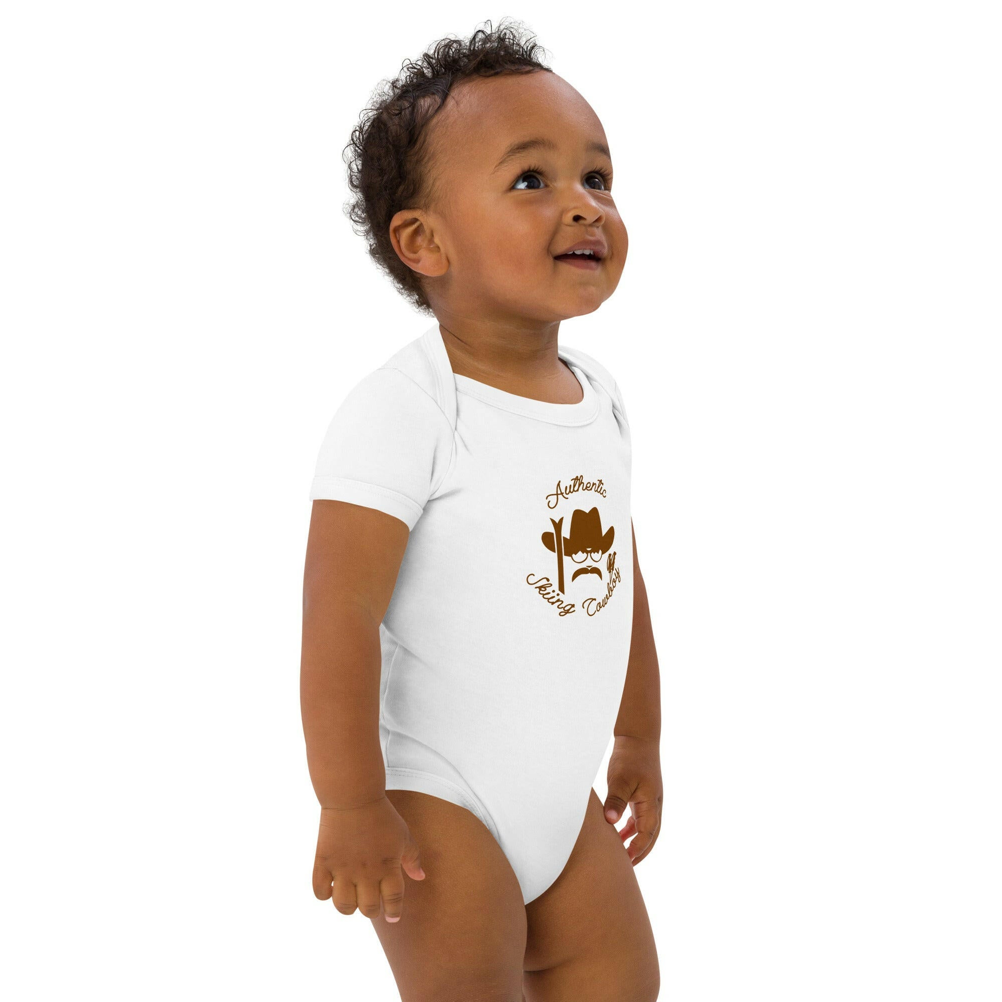 Organic cotton baby bodysuit Authentic Skiing Cowboy