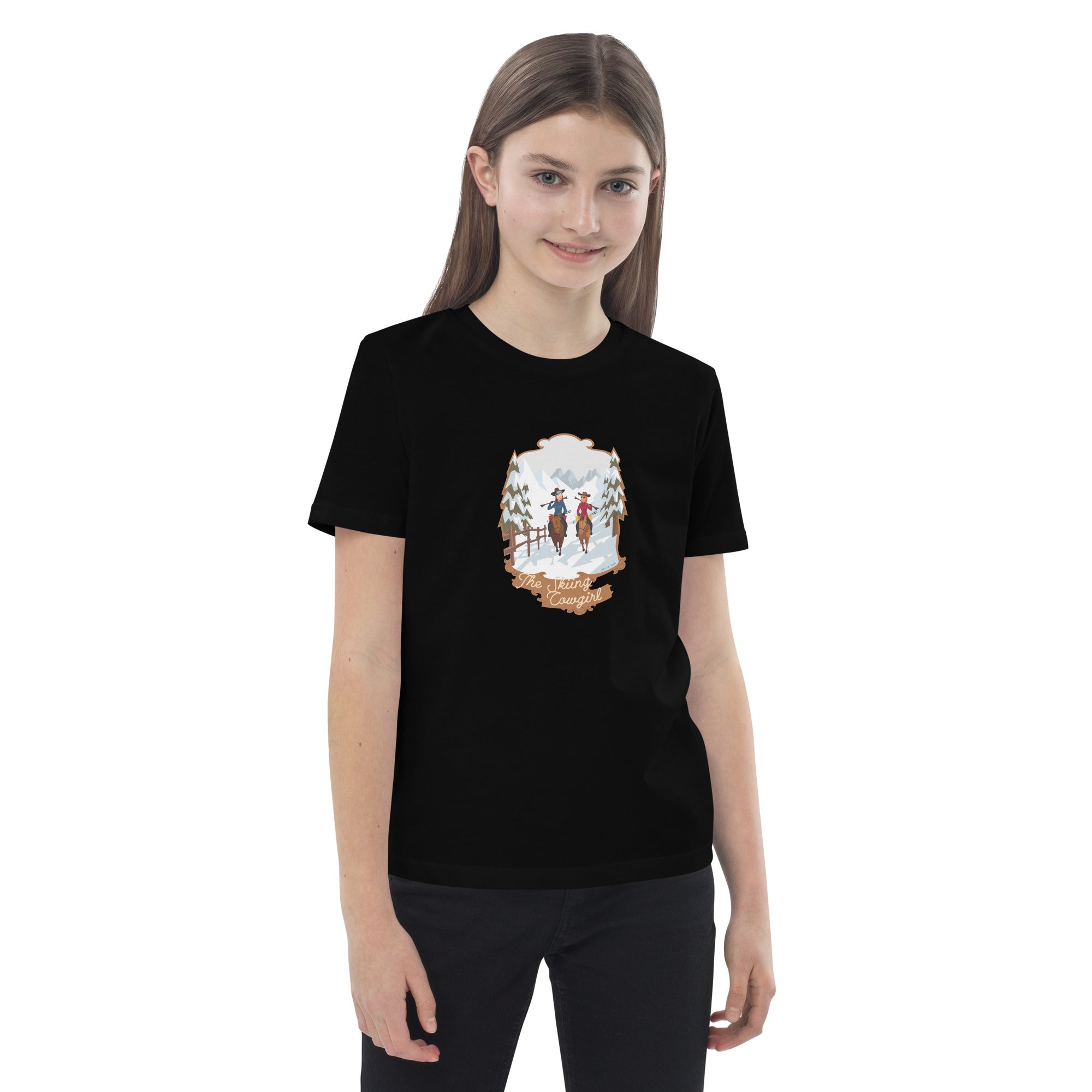 Organic cotton kids t-shirt The Skiing Cowgirl