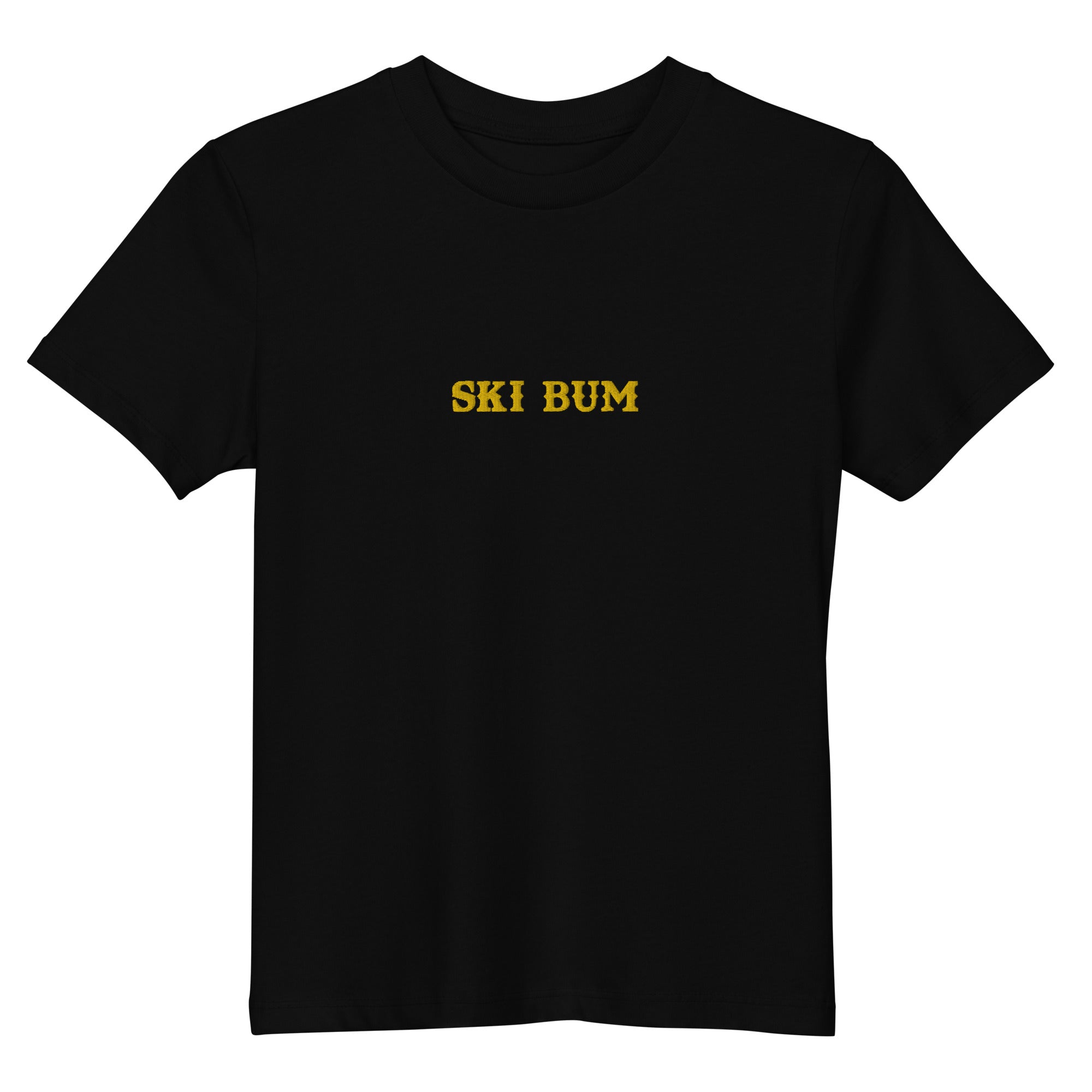 T-shirt en coton bio enfant Ski Bum brodé gold
