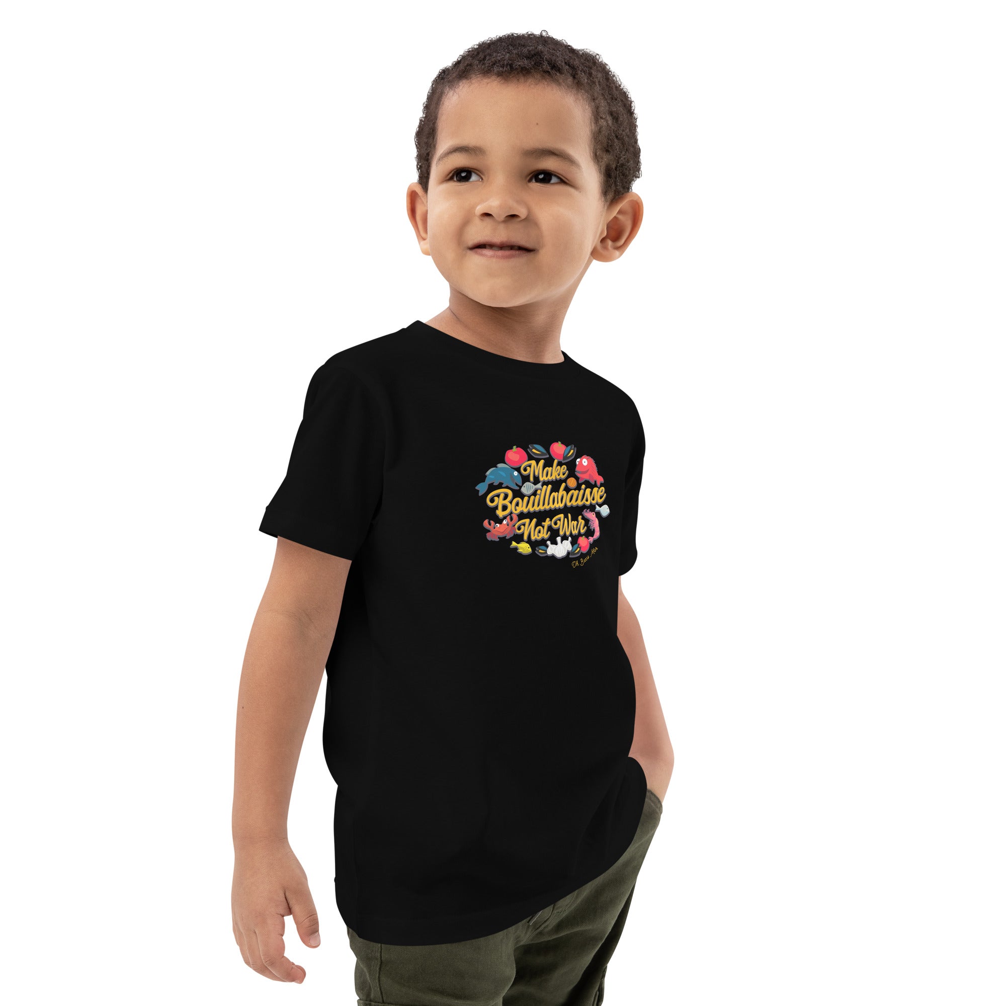 Organic cotton kids t-shirt Make Bouillabaisse Not War