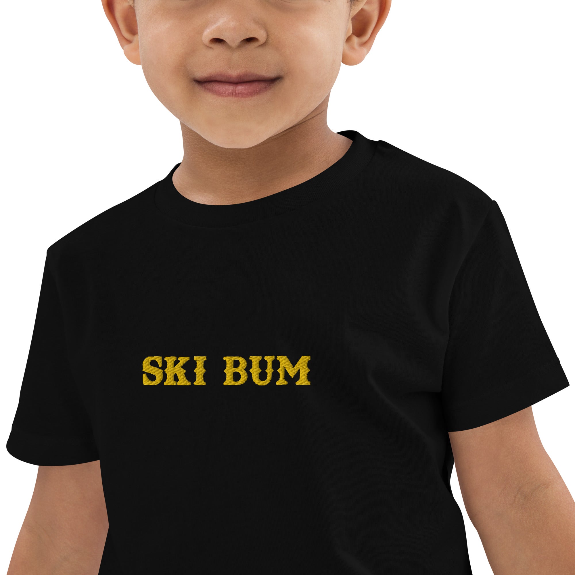 T-shirt en coton bio enfant Ski Bum brodé gold