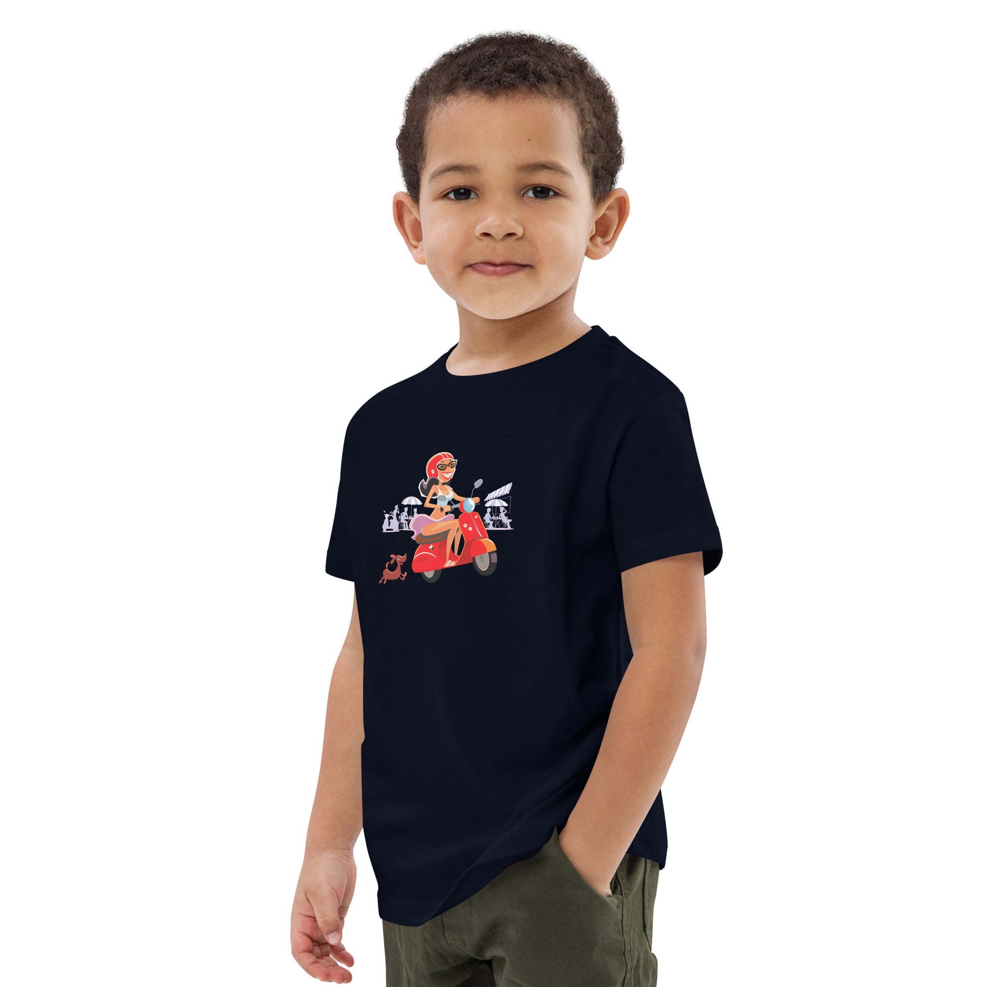 T-shirt en coton bio enfant Vespa Girl in St Tropez