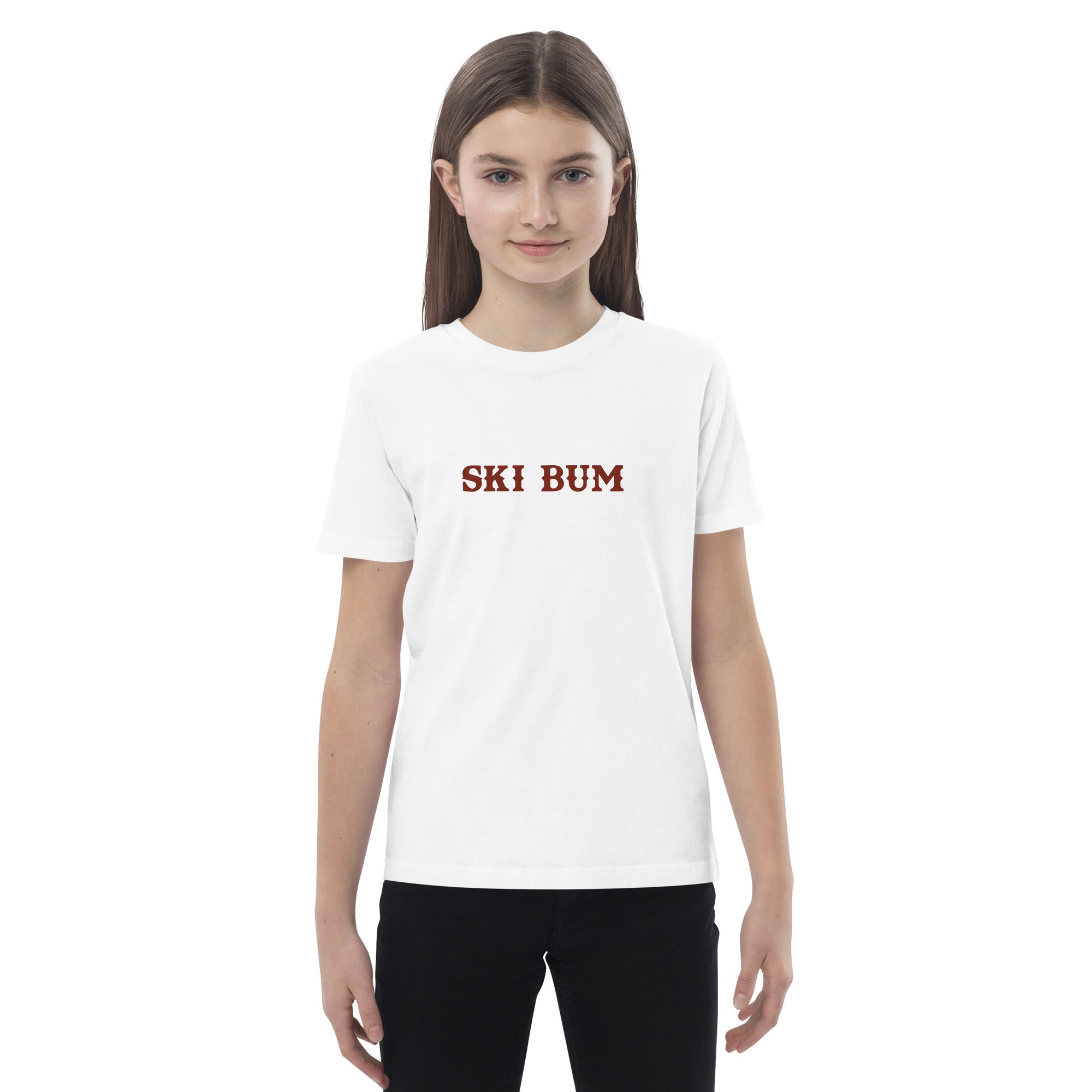 T-shirt en coton bio enfant Ski Bum texte foncé
