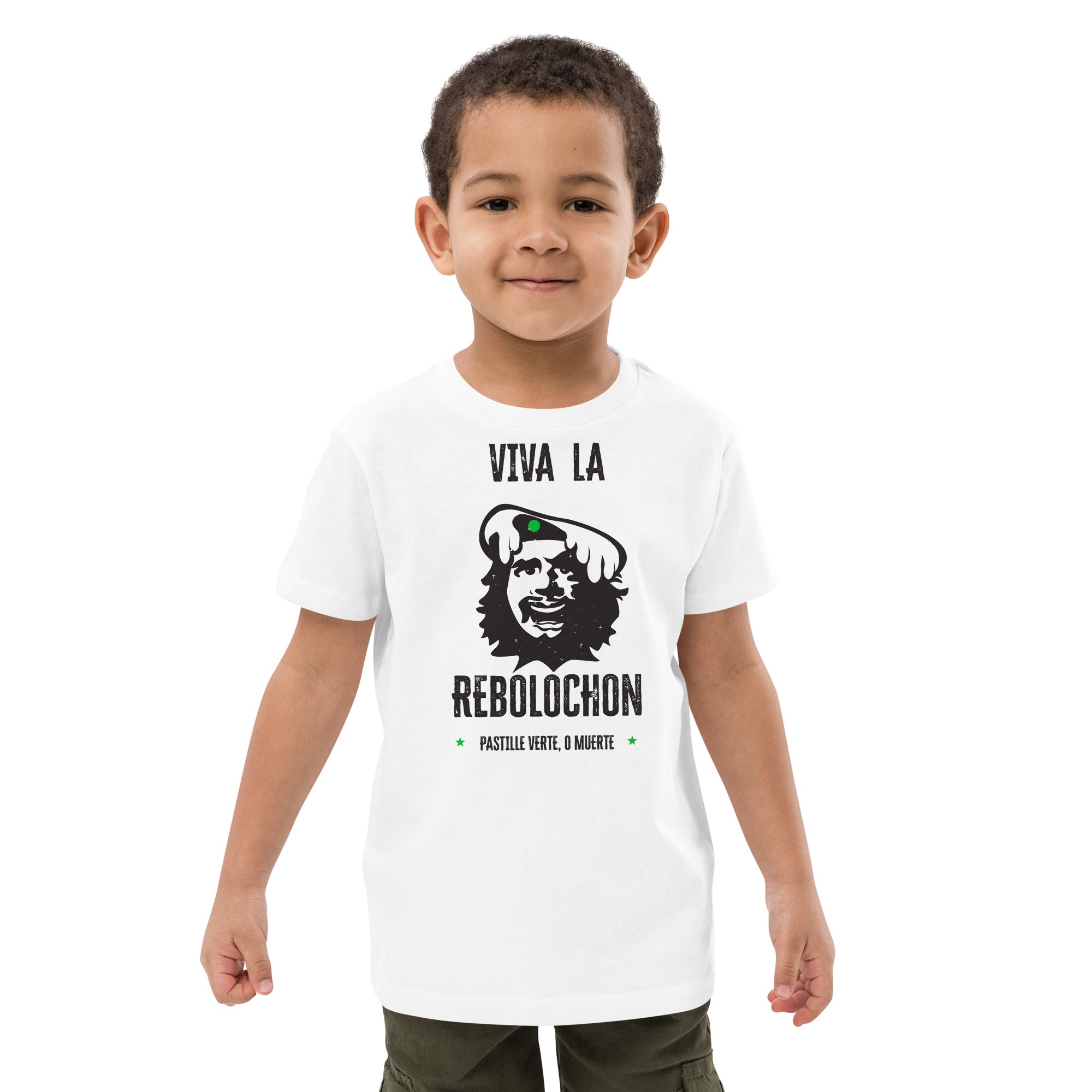 T-shirt en coton bio enfant Viva la Rebolochon sur fond clair