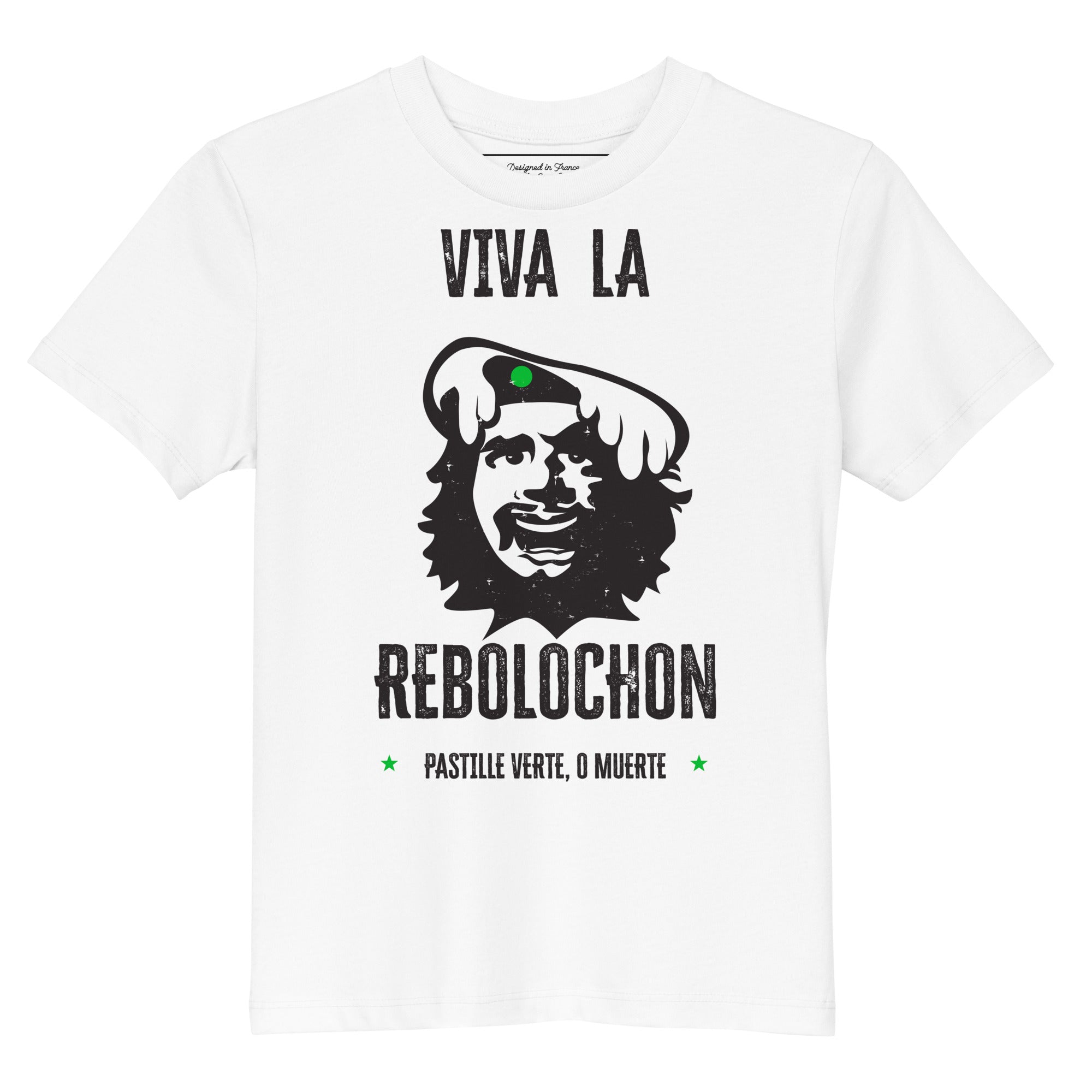 T-shirt en coton bio enfant Viva la Rebolochon sur fond clair