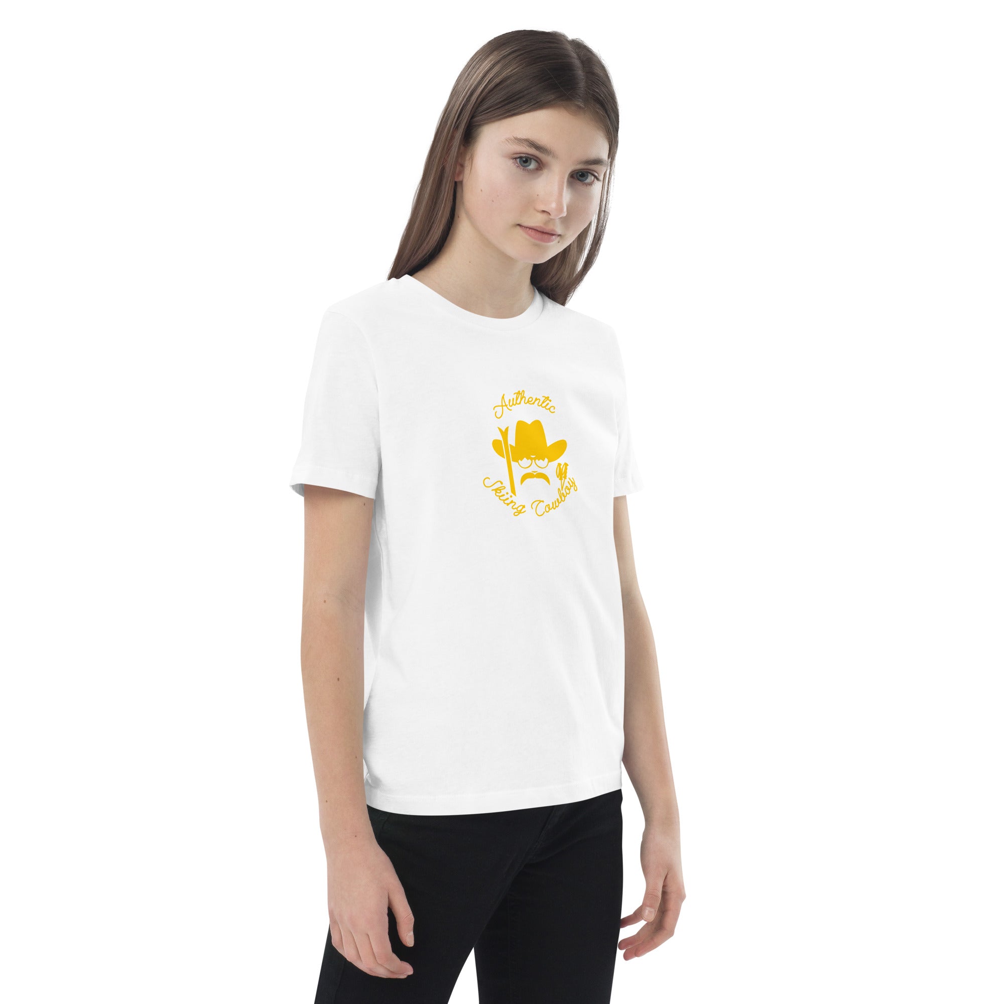 T-shirt en coton bio enfant Authentic Skiing Cowboy Gold