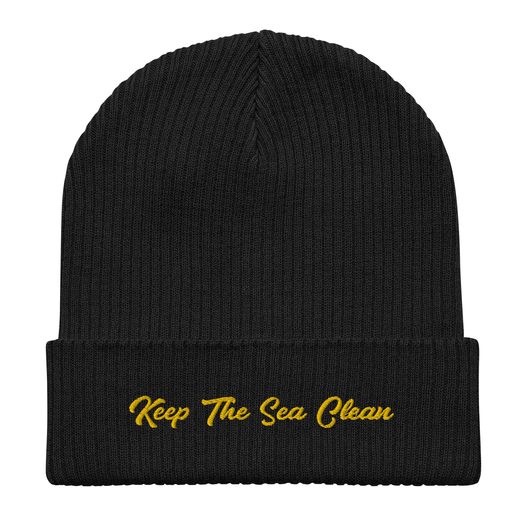 Organic ribbed beanie Keep The Sea Clean Gold