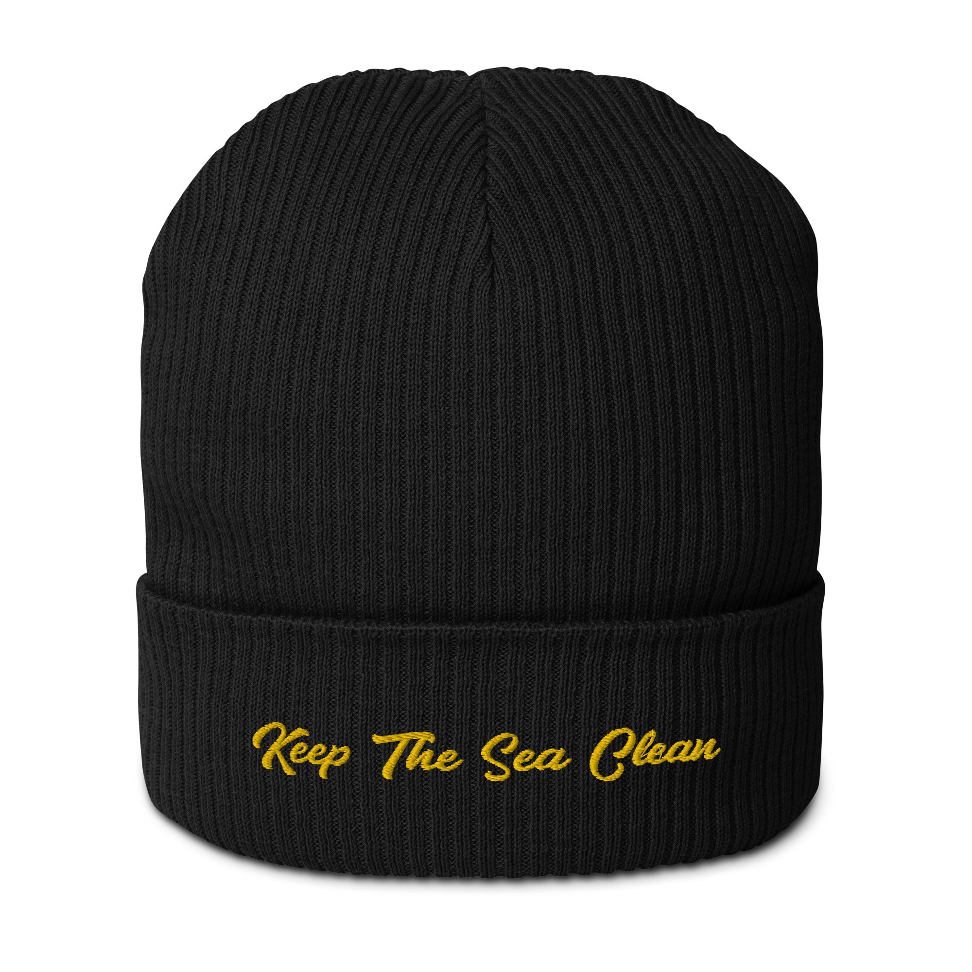 Organic ribbed beanie Keep The Sea Clean Gold