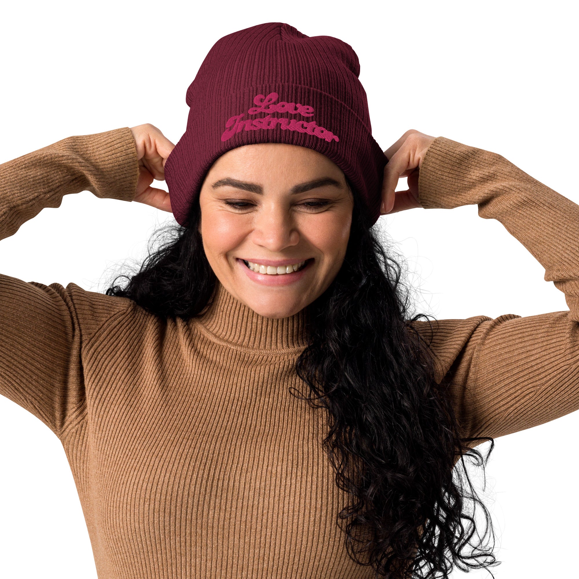 Organic ribbed beanie Love Instructor