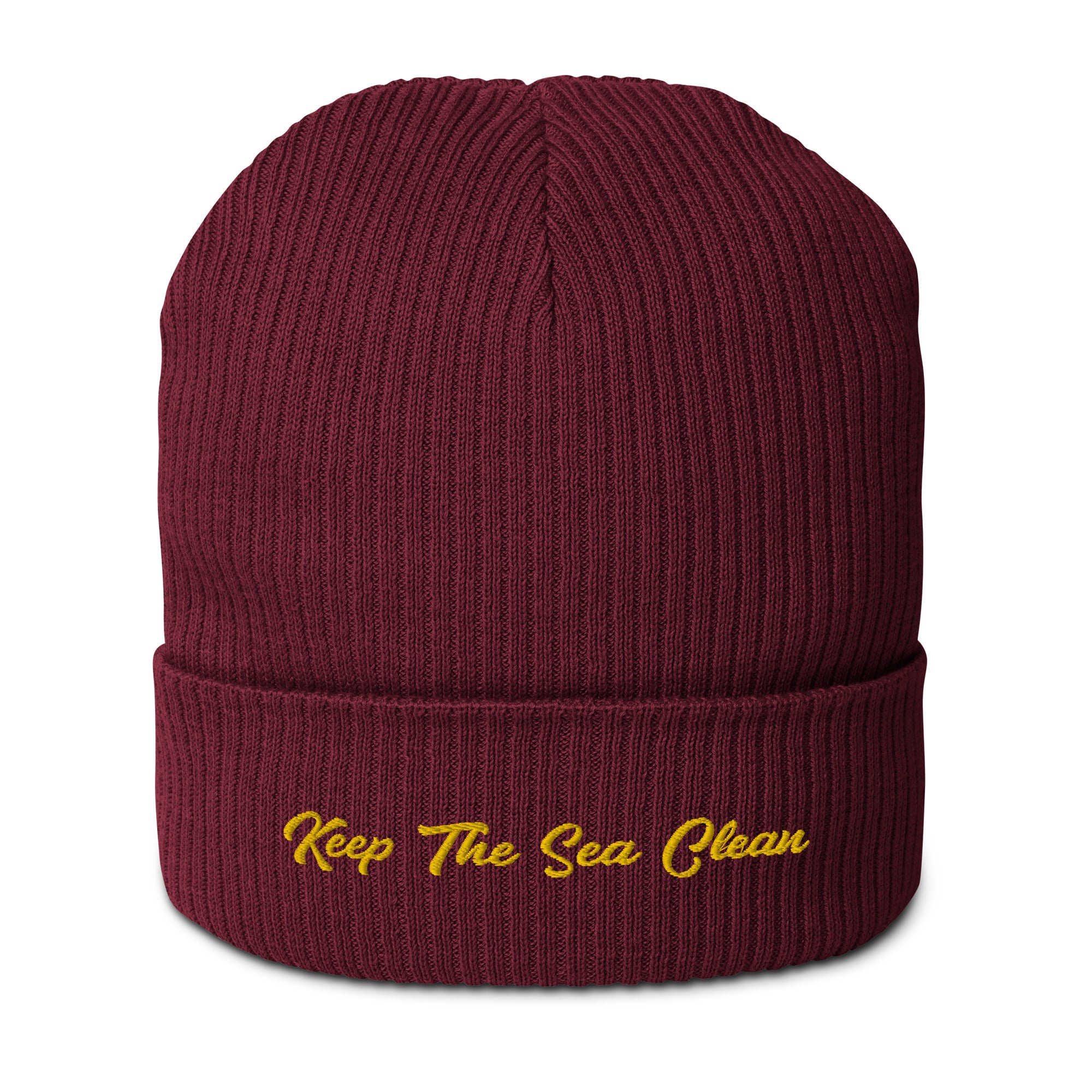 Organic ribbed beanie Keep The Sea Clean Gold