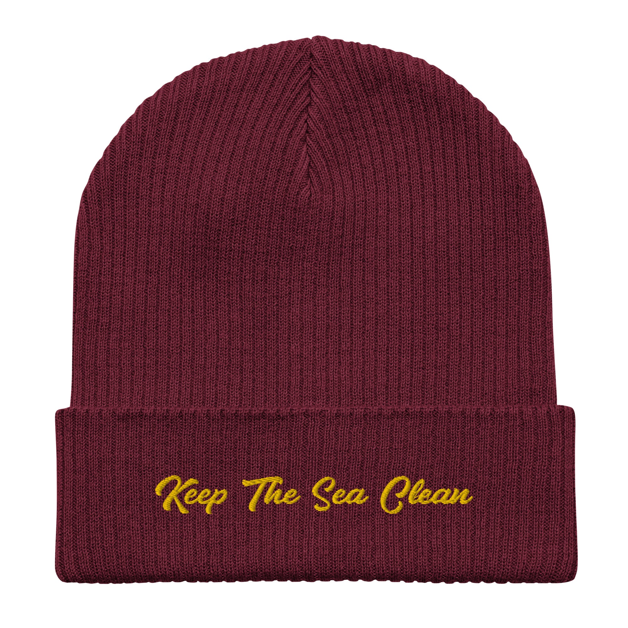 Organic ribbed beanie Keep The Sea Clean Gold