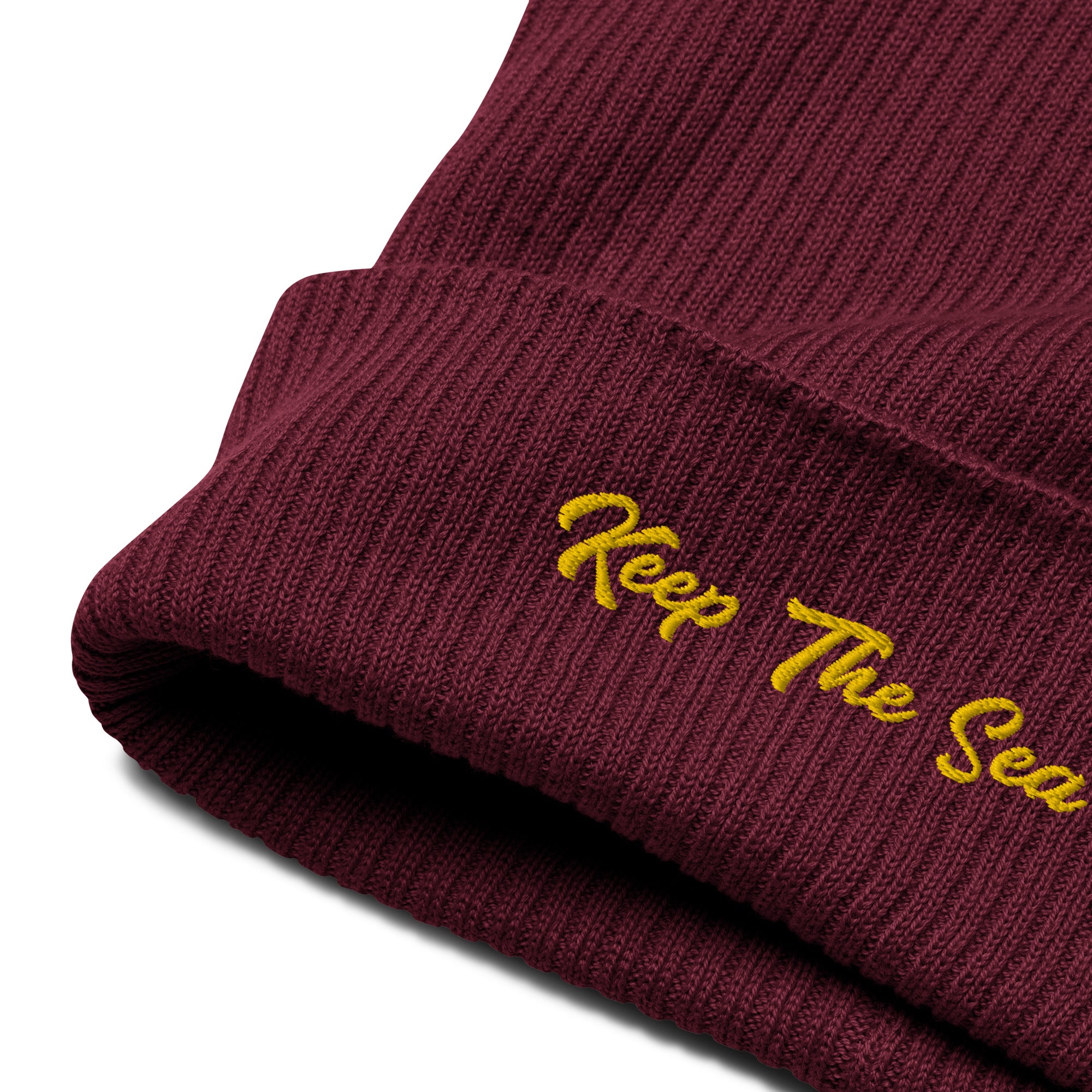 Organic ribbed beanie Keep The Sea Clean Gold